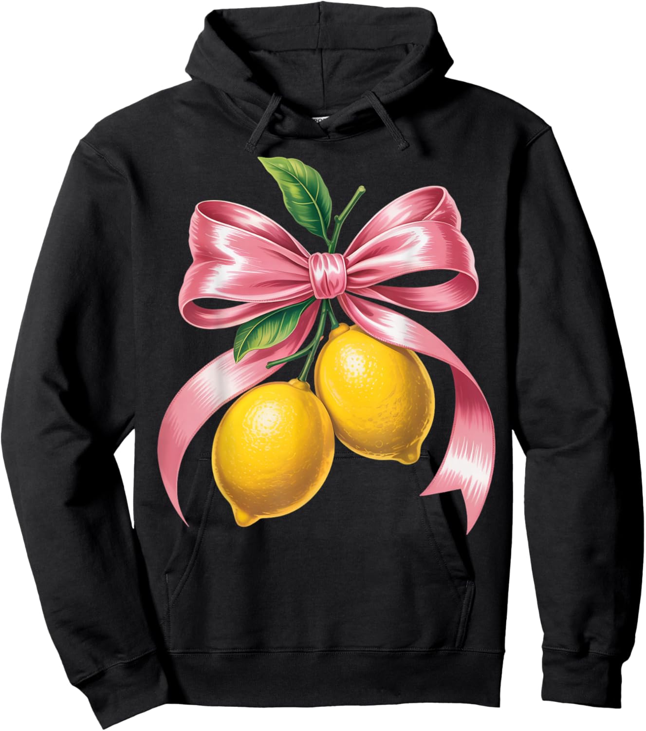 Lemonade Fruit Lovers Tropical Pink Coquette Ribbon Lemon Hoodie - Hoodie | Black