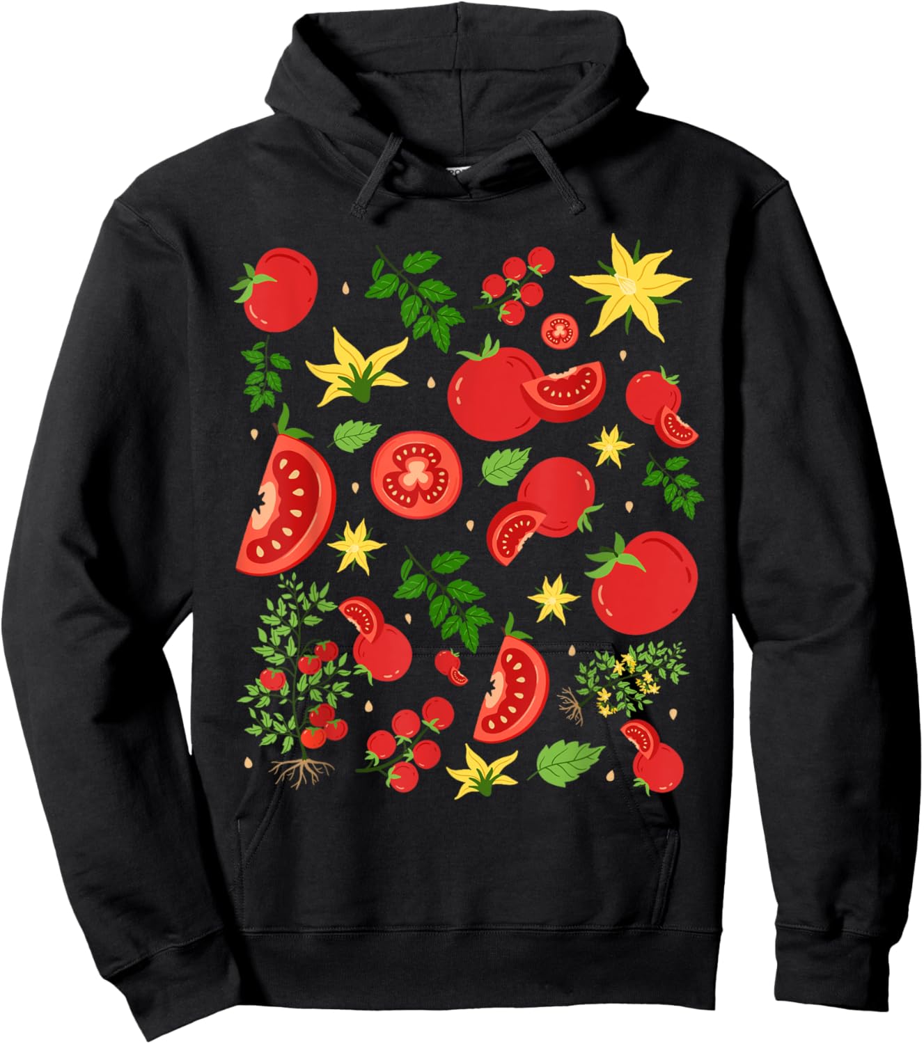 Funny Tomato Pun Hand Draw Tomatoes Watercolor Summer Foodie Hoodie - Hoodie | Black