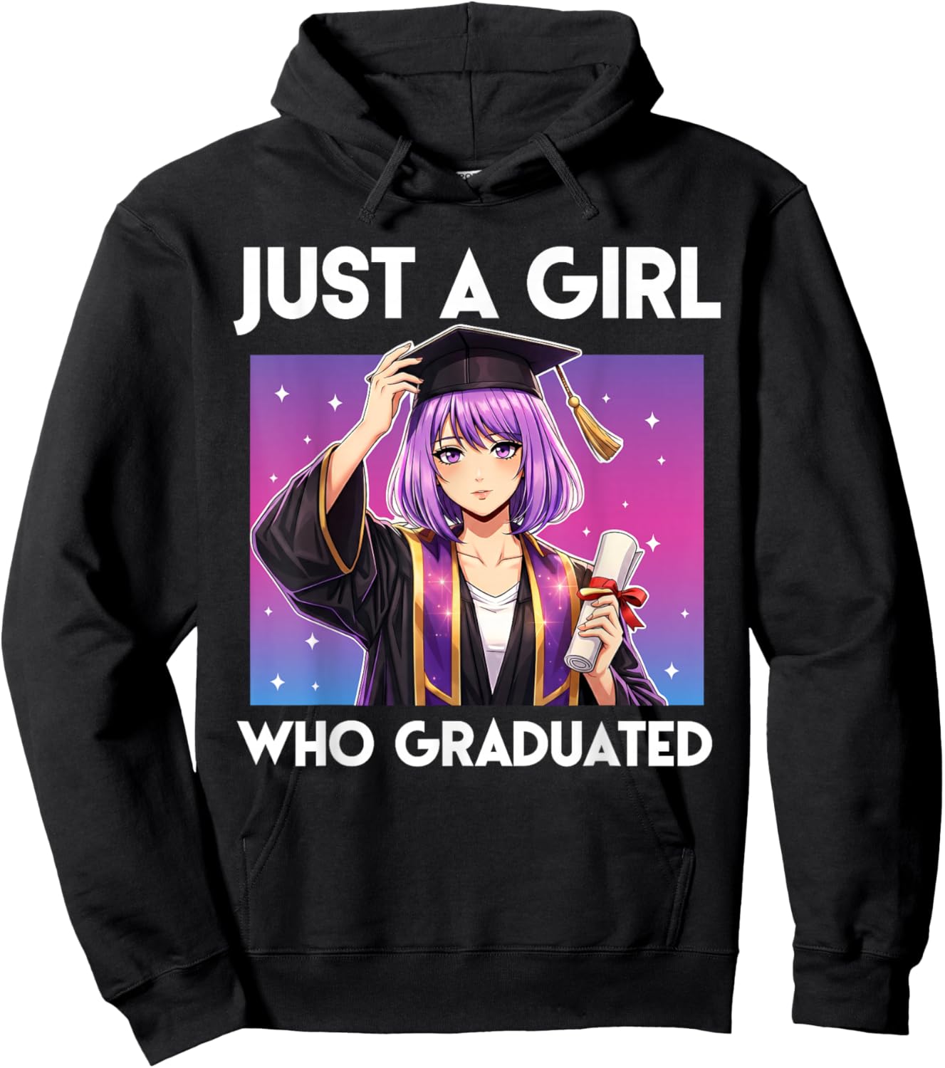 Just A Girl Who Graduated Class of 2026 Senior Grad Anime Hoodie - Hoodie | Black