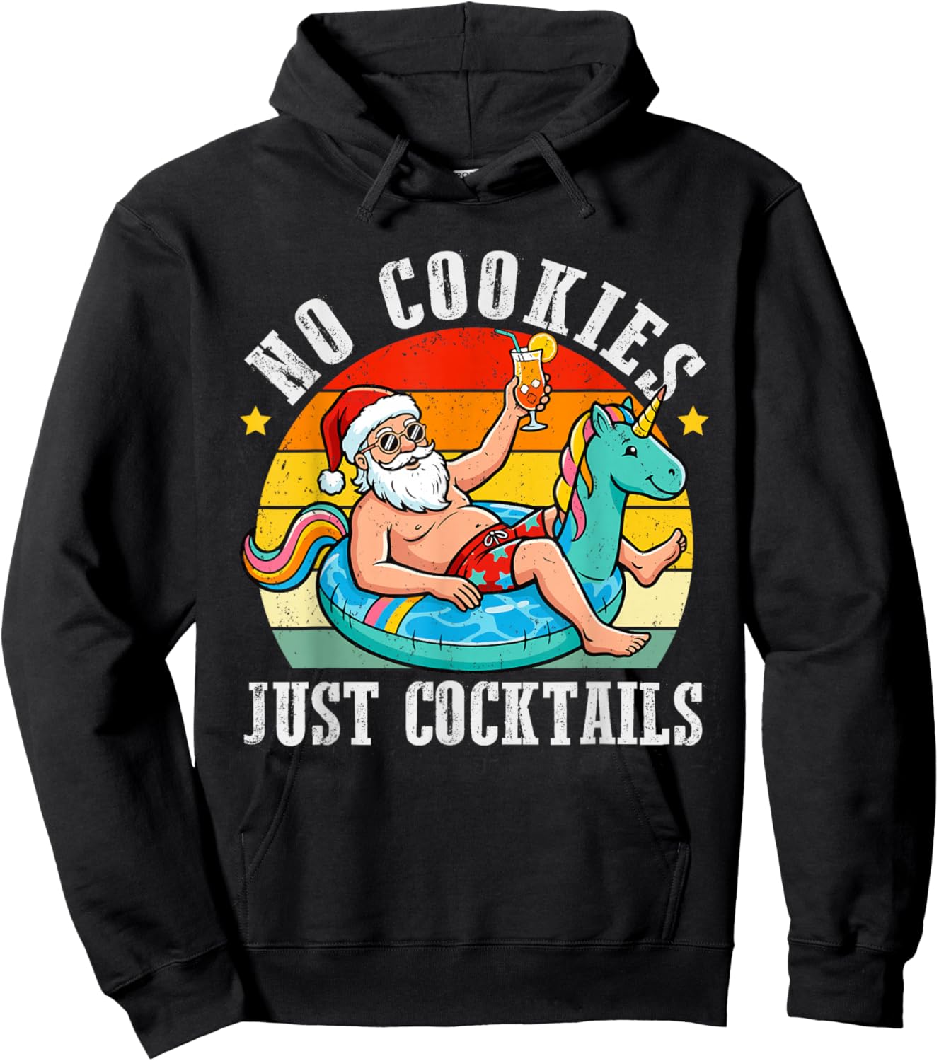 No Cookies Cocktail Summer Christmas in July Santa Men Women Hoodie - Hoodie | Black