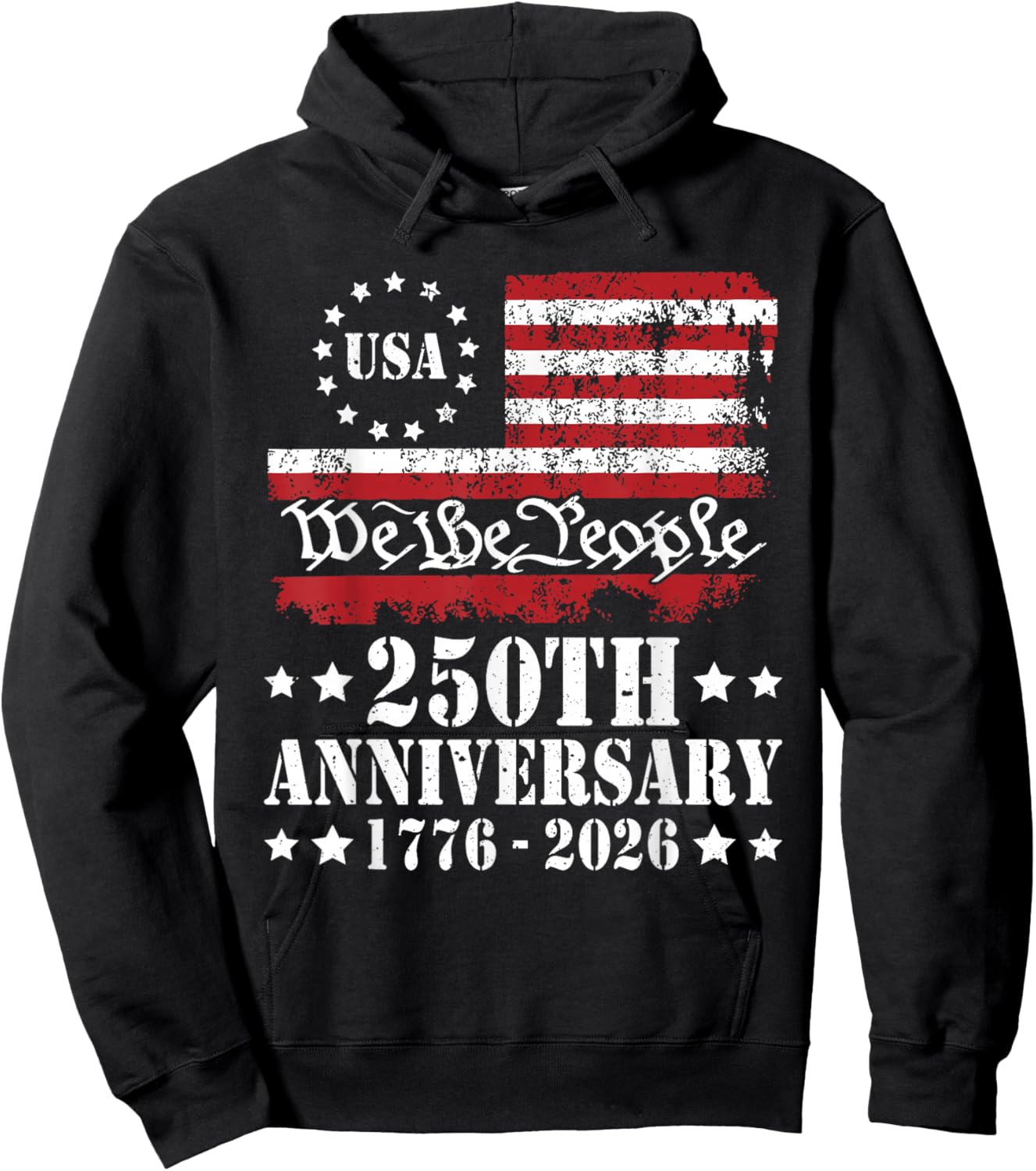4th of July America US Flag Patriotic 250th Anniversary USA Hoodie - Hoodie | Black