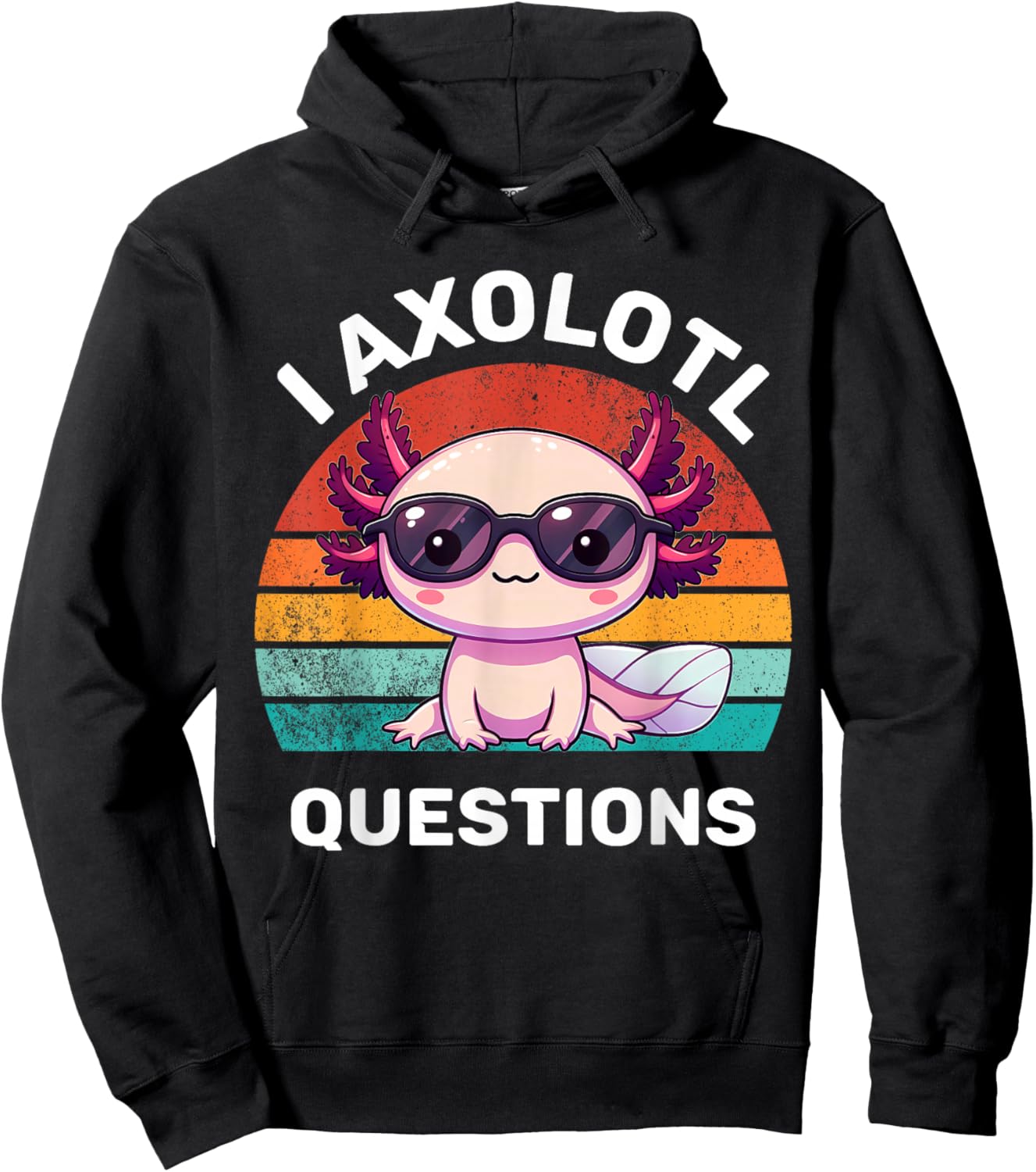 I Axolotl Questions Kids Funny Cute Axolotl Retro Vintage Hoodie - Hoodie | Black