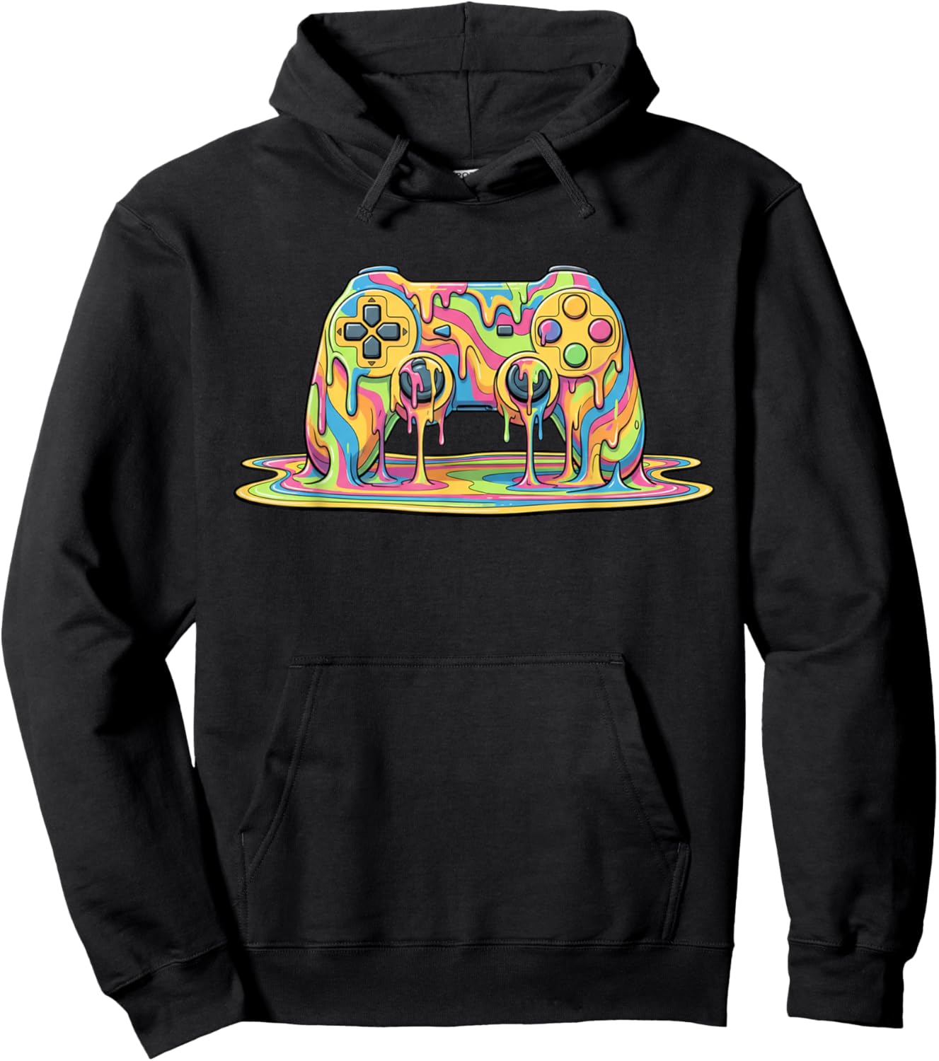 Colorful Melting Video Game Controller Gamer Drip Boys Kids Hoodie - Hoodie | Black