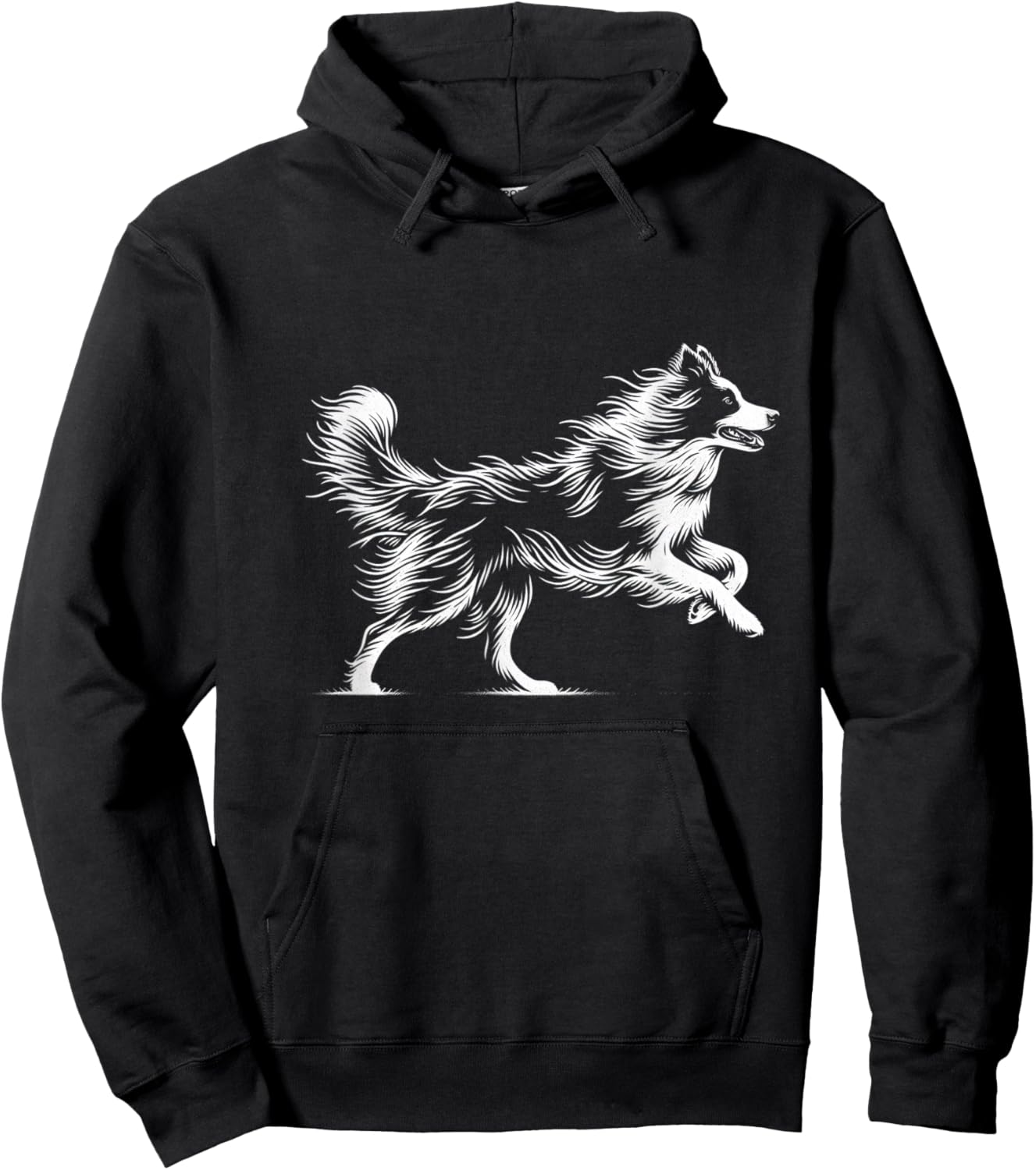 Line Art Pets Energetic Border Collie , Small, Black Hoodie - Hoodie | Black