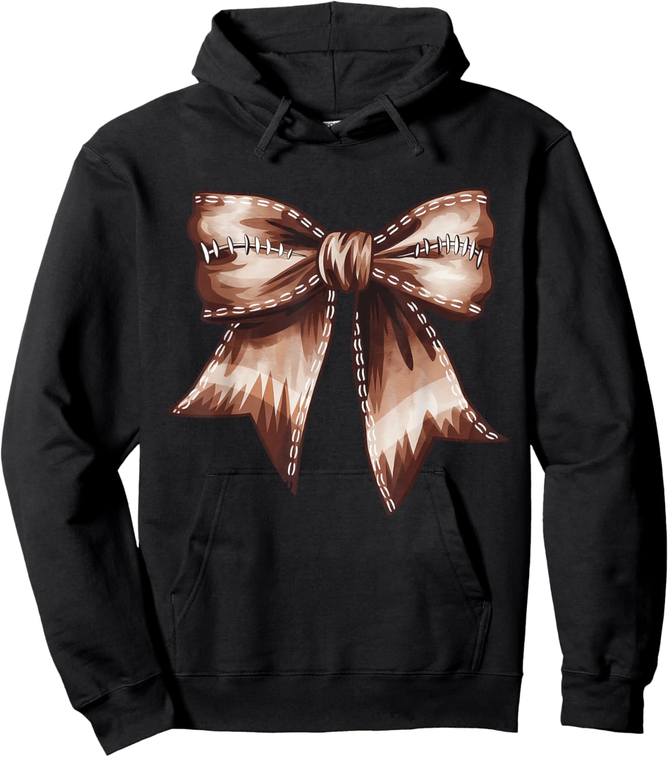 Coquette Bow Funny Football Lover Game Day Football Mom Mama Hoodie - Hoodie | Black