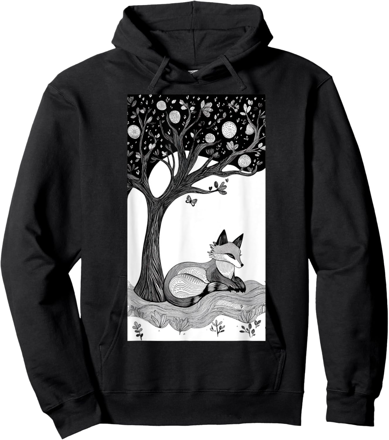 Fox Trees Nature Tree art Animal lover Art Hoodie - Hoodie | Black