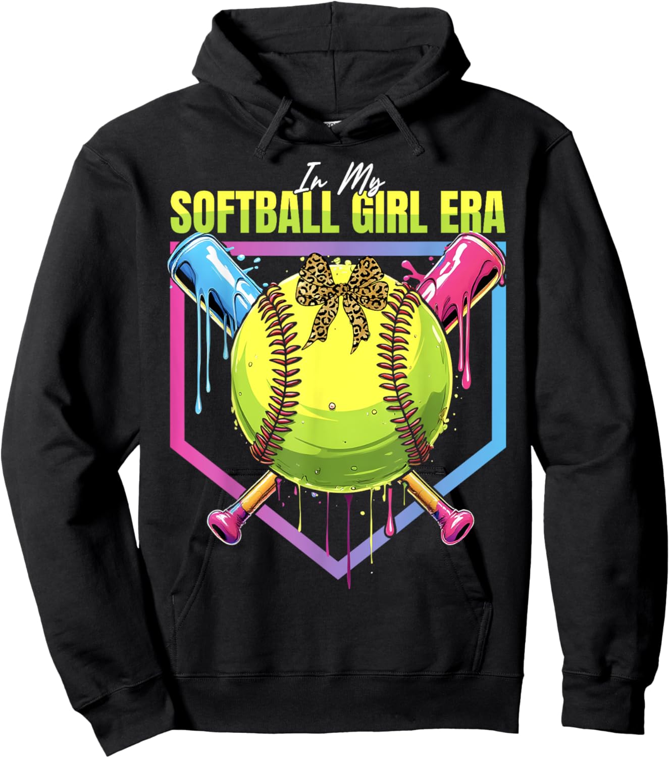 Softball Drip In My Softball Girl Era Sports Game Day Hoodie - Hoodie | Black