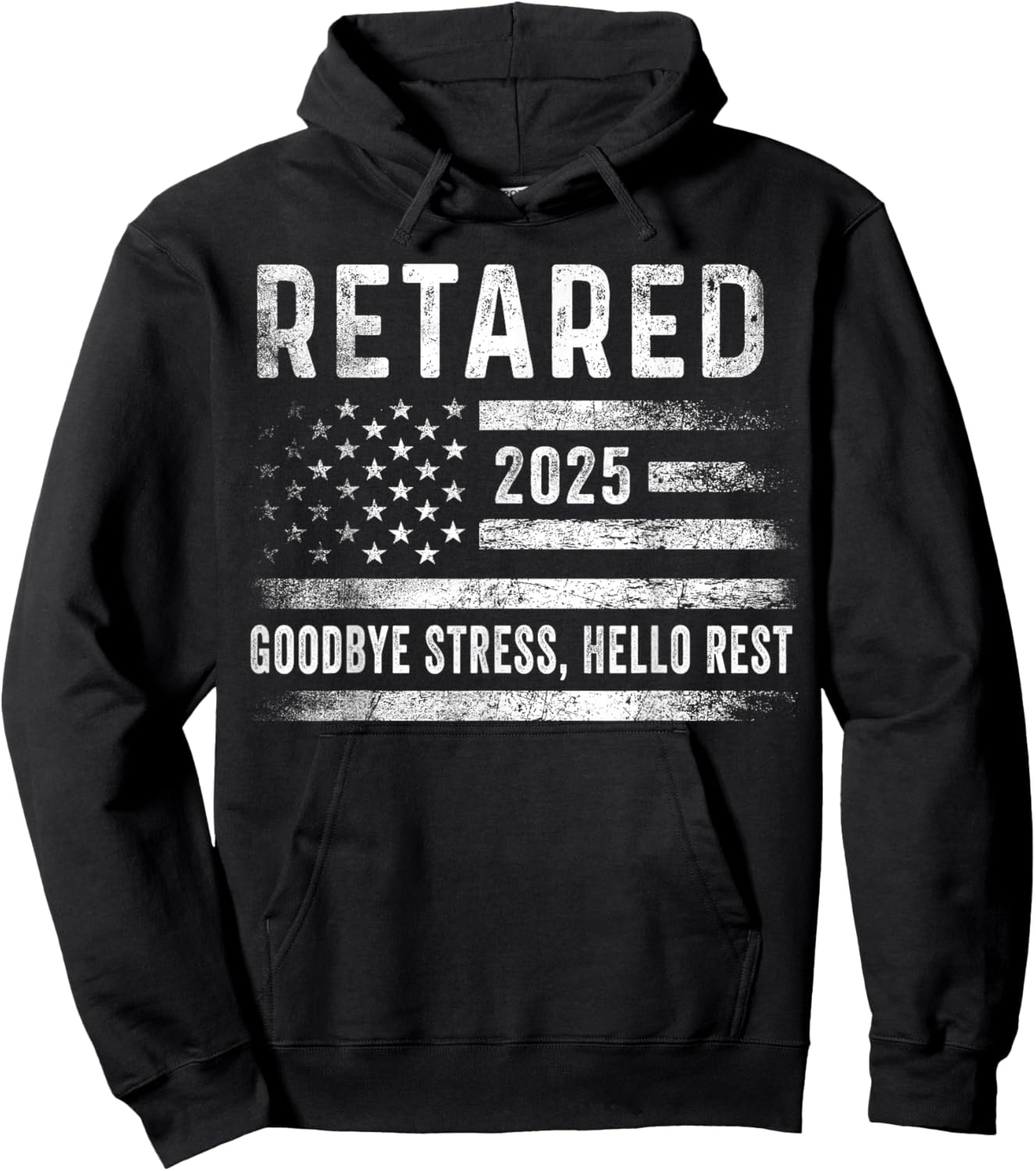 Retired 2025 Goodbye Stress Hello Rest Retirement Men Women Hoodie - Hoodie | Black