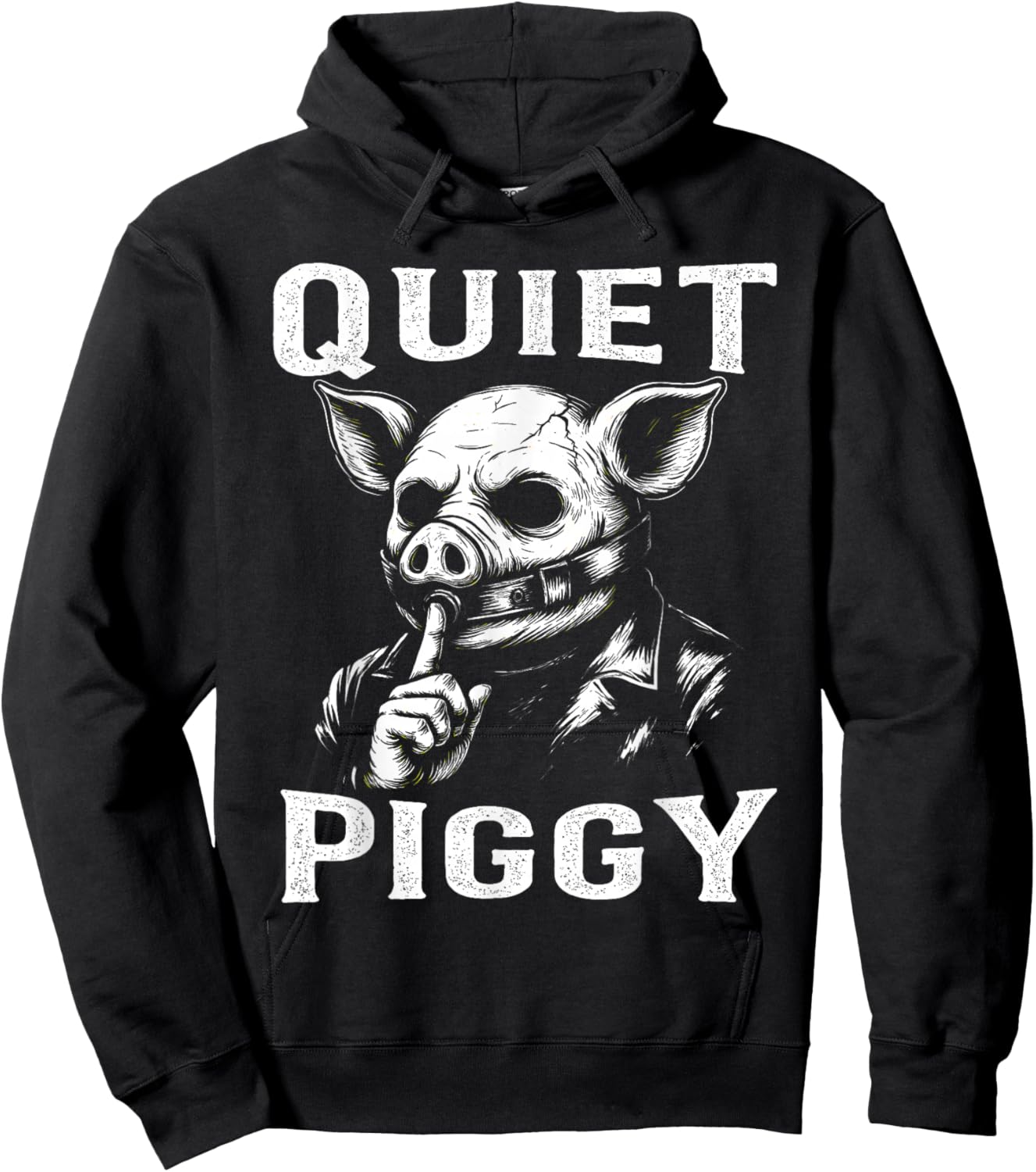 Funny Quiet Piggy Meme Hoodie - Hoodie | Black