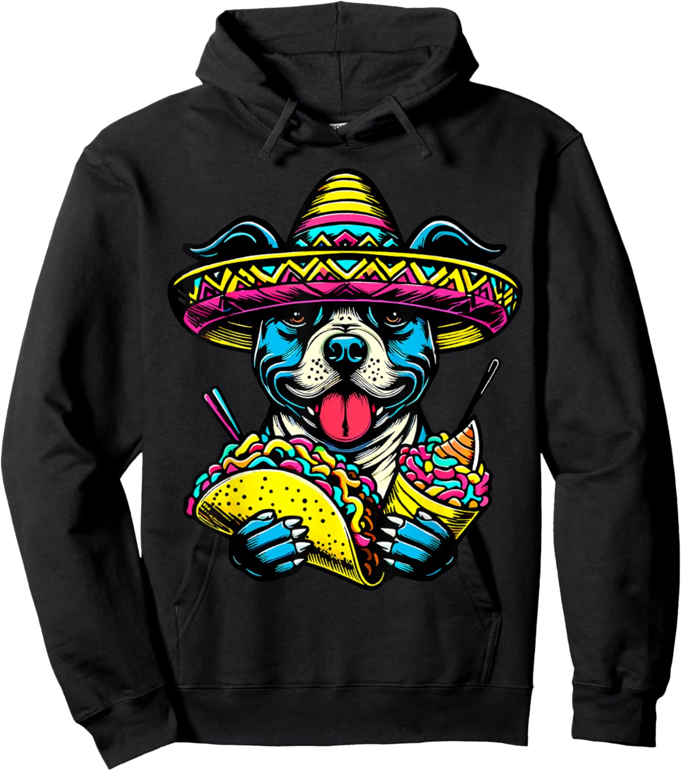 Let's Fiesta Dog Pitbull Cinco De Mayo tacos Sombrero Men Women Kids Hoodie - Hoodie | Black
