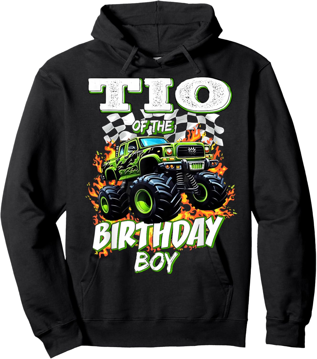 TIO of The Birthday Boy Monster Truck Birthday Kids Hoodie - Hoodie | Black