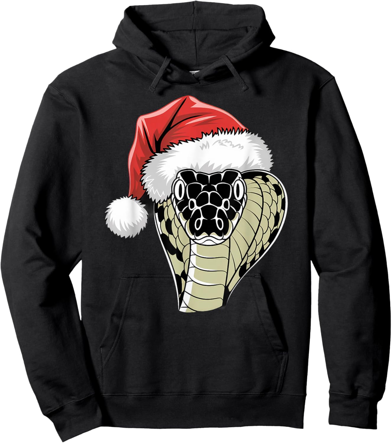Joyful Snake Santa on Snake Christmas Hoodie - Hoodie | Black