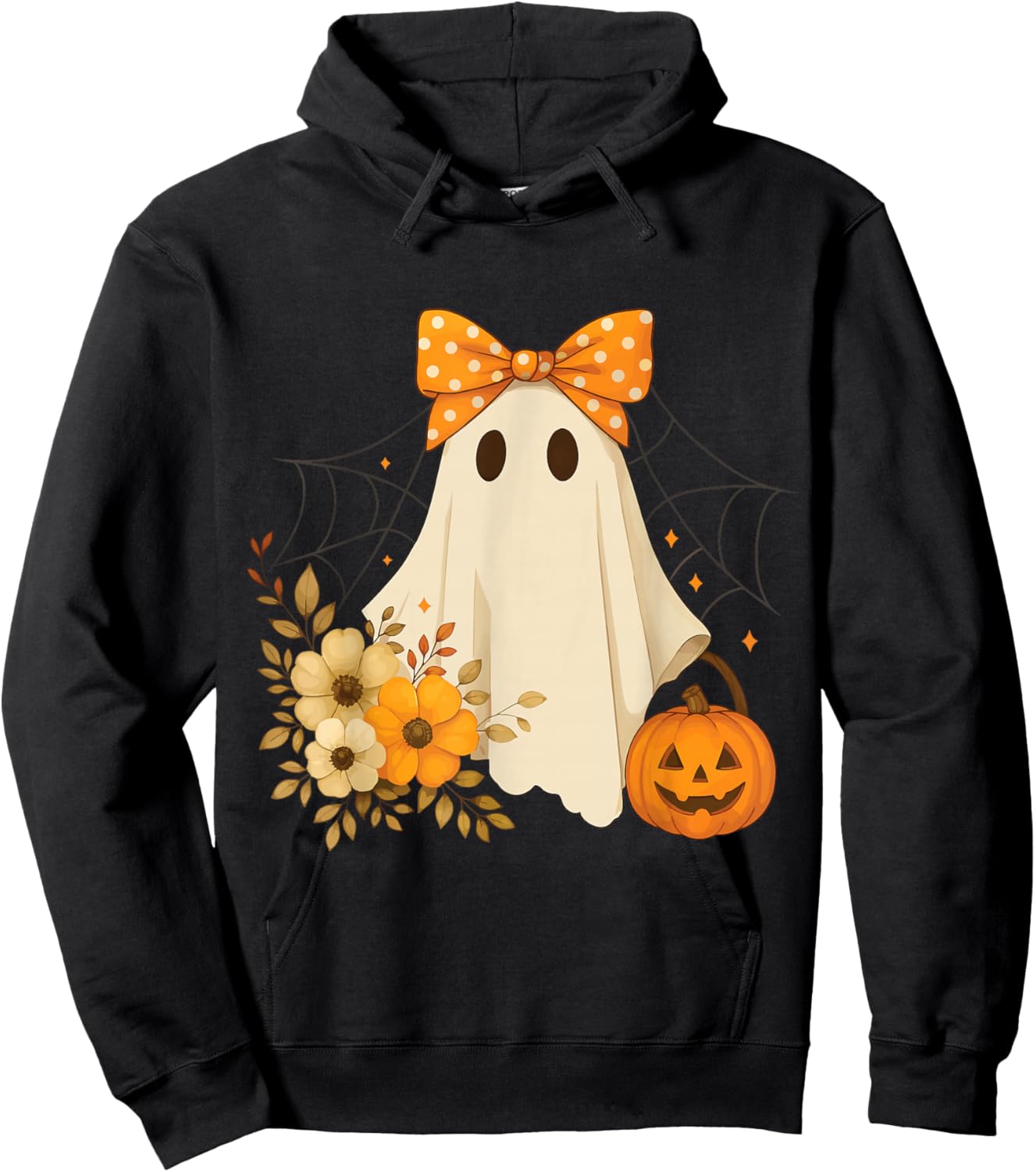 Coquette Flower Lace Ghost Funny Halloween Costume Hoodie - Hoodie | Black