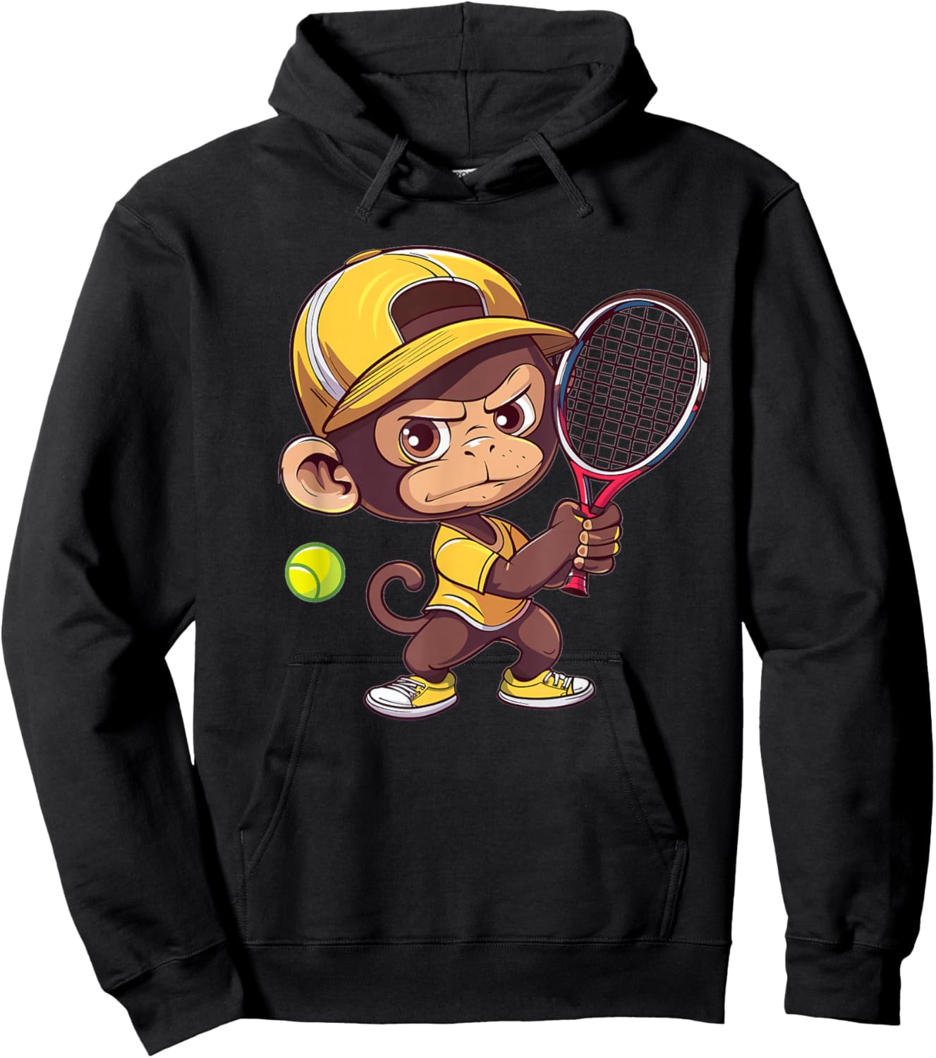 Cute Monkey Tennis Hoodie - Hoodie | Black