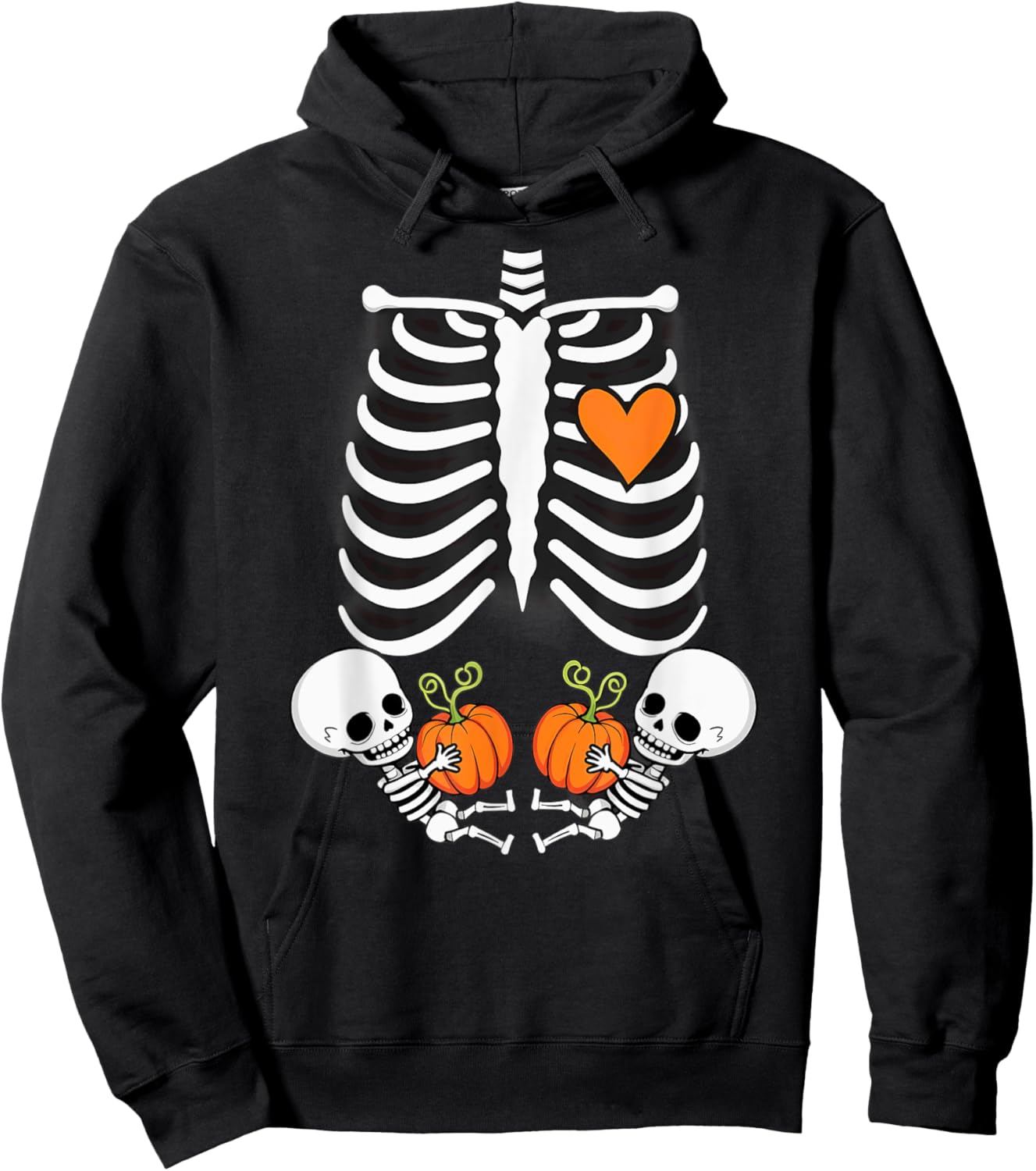 Pregnancy Announcement Gender Reveal Skeleton Twins Hoodie - Hoodie | Black