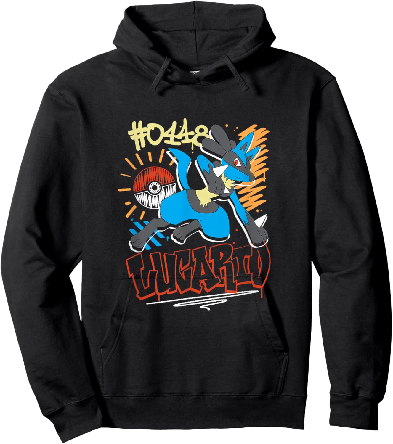 Pokémon - Fourth Generation - Lucario Streetwear Graffiti Hoodie - Hoodie | Black