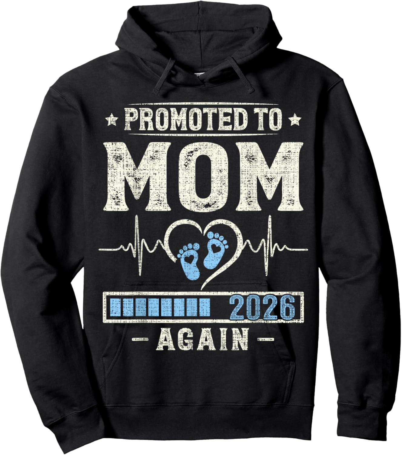 Promoted to Mom Again 2026 Pregnancy Expecting Baby Mother Hoodie - Hoodie | Black