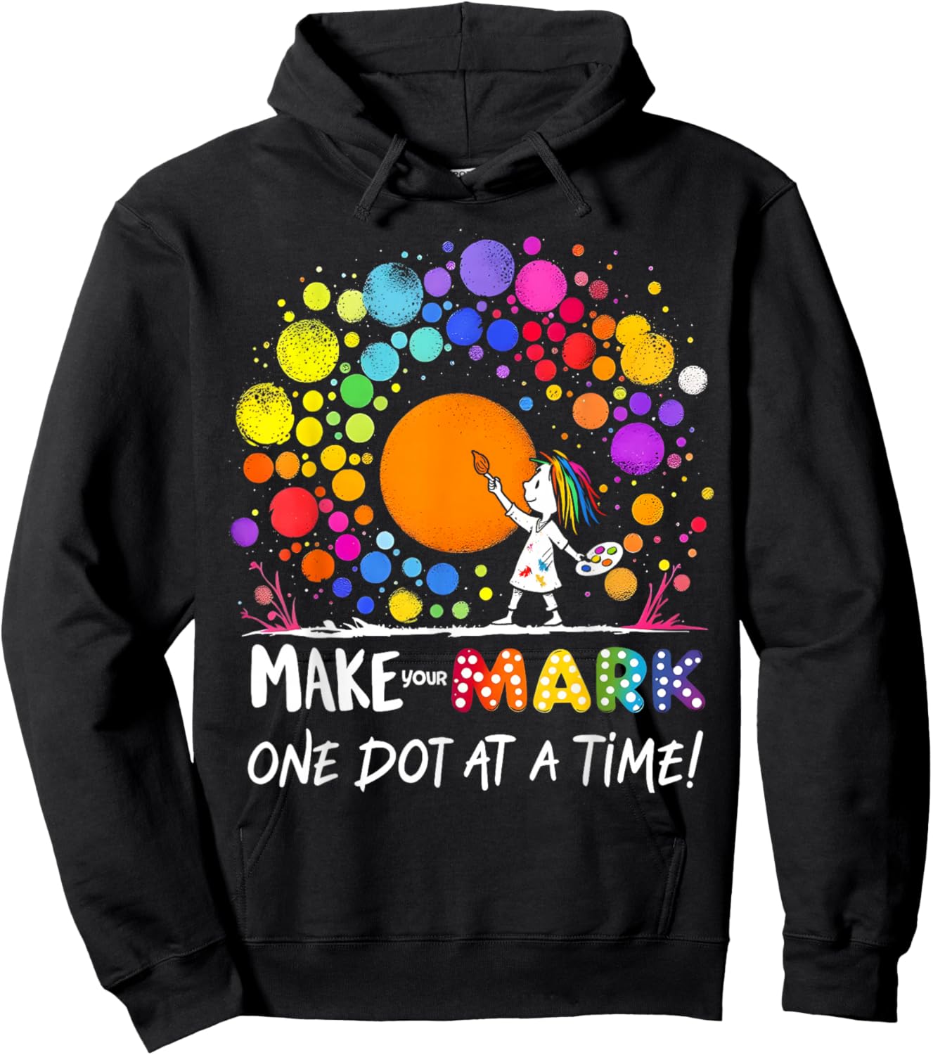 Happy Dot Day Colorful School Design for Kids Fun Art Hoodie - Hoodie | Black