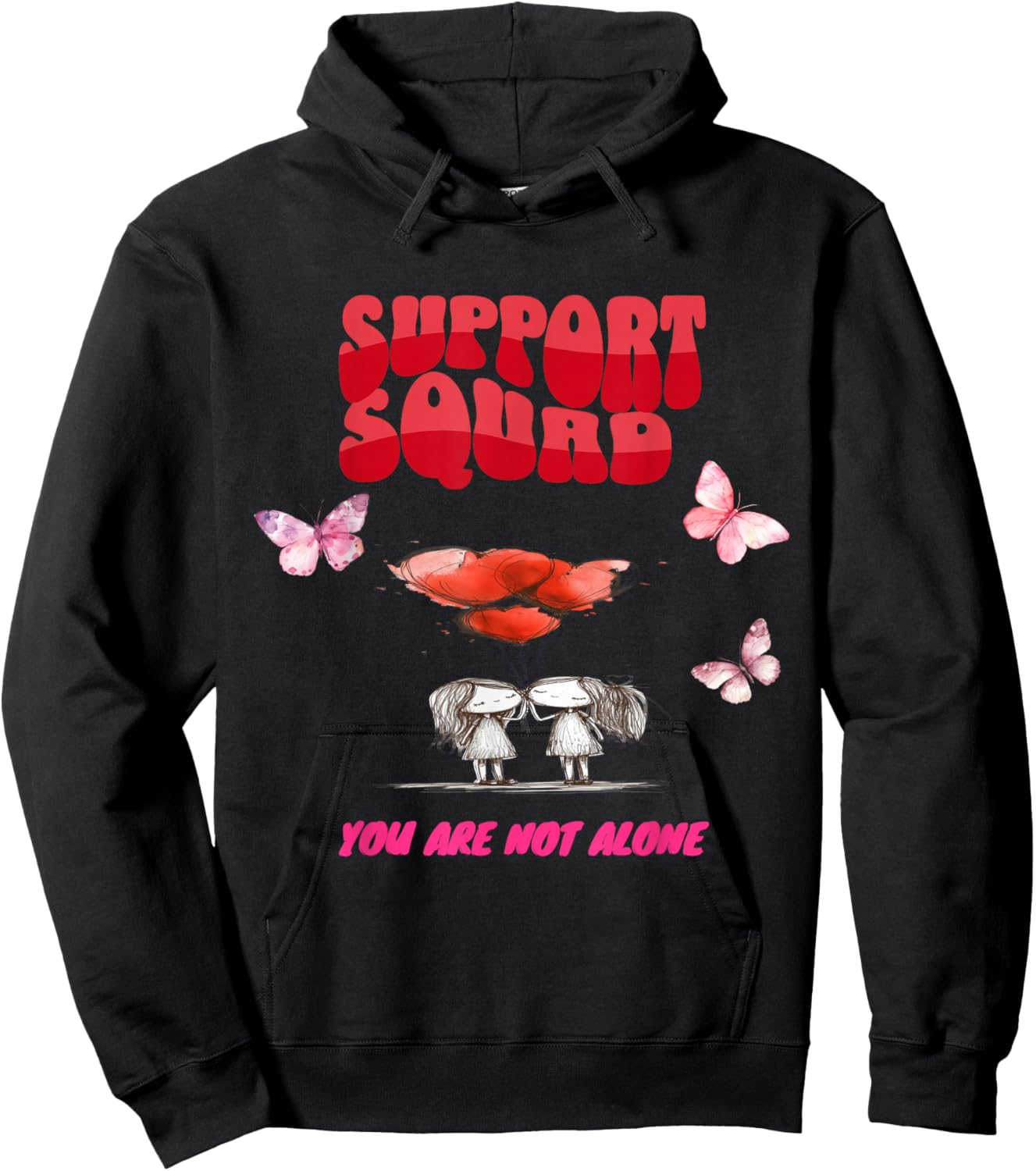 Breast Cancer Support Squad Awareness Men Women Kids Hoodie - Hoodie | Black