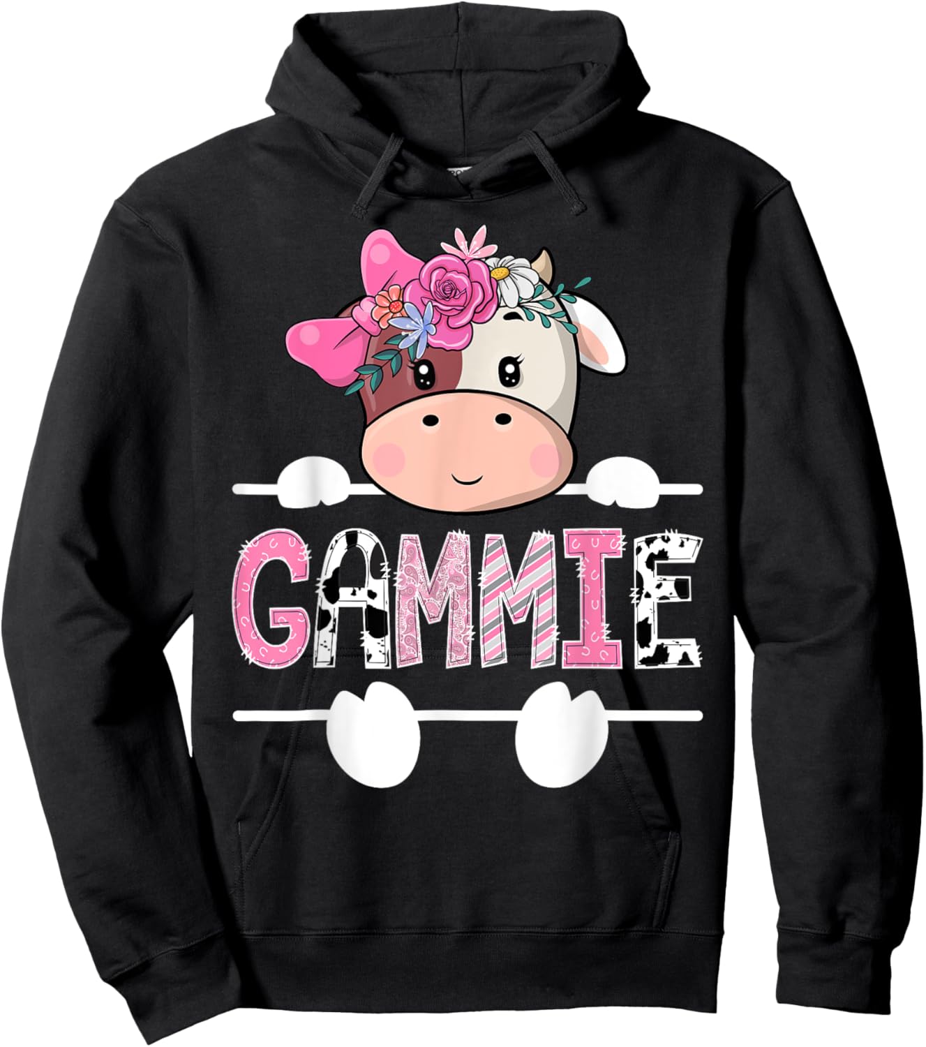 Gammie Of The Birthday Girl Pink Cute Cow Matching Hoodie - Hoodie | Black
