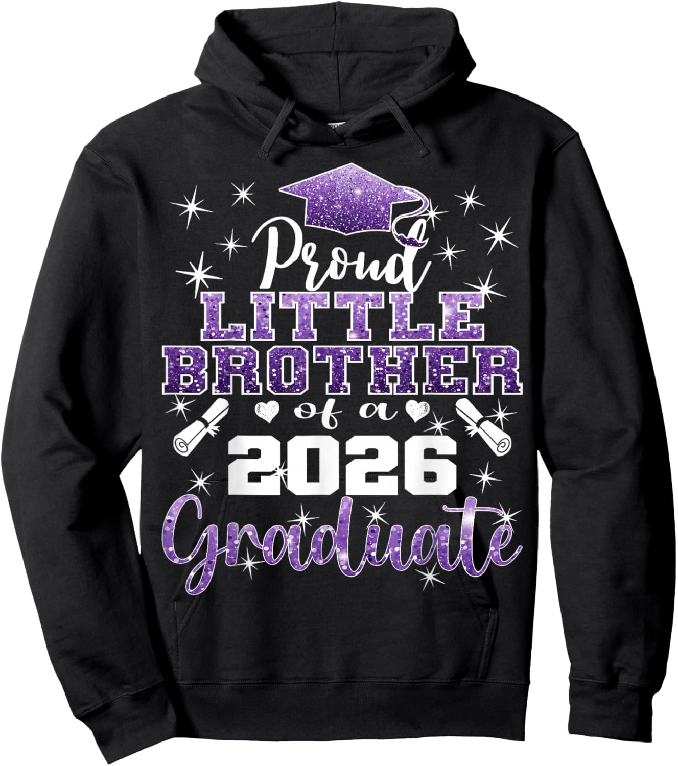 Super Proud Little Brother 2026 Graduate Graduation Family Hoodie - Hoodie | Black