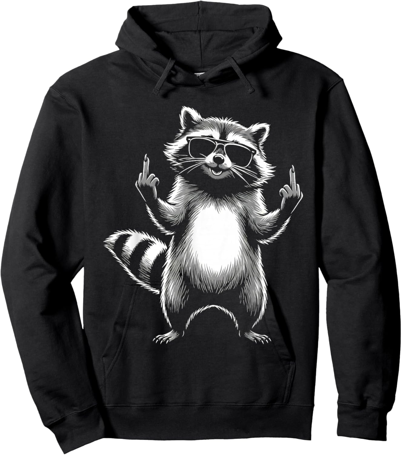 Rockiger Waschbär zeigt Mittelfinger - Lustiges Waschbär Hoodie - Hoodie | Black