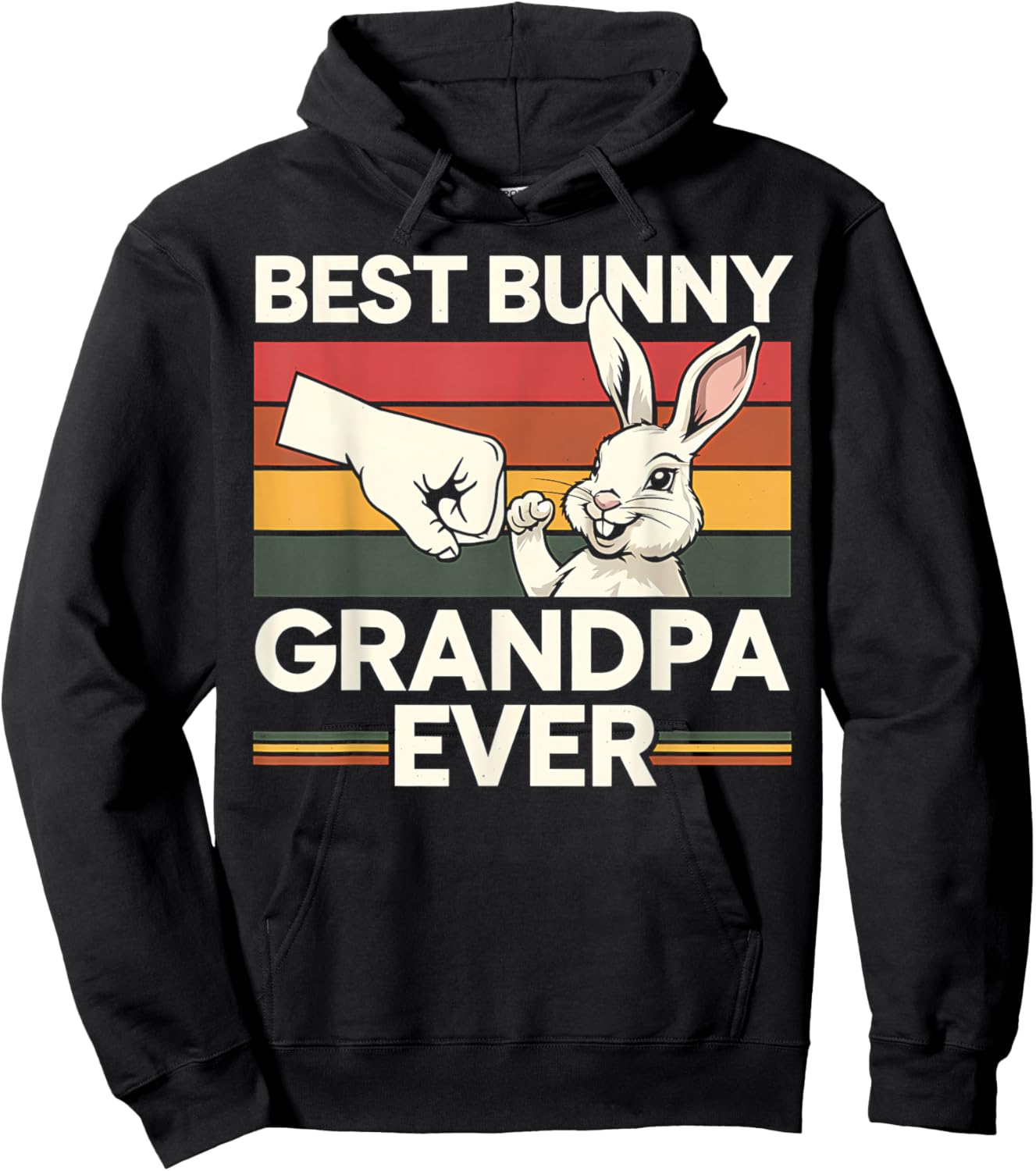 Bunny Grandpa Easter Gift Fist Bump Best Grandpa Ever Hoodie - Hoodie | Black