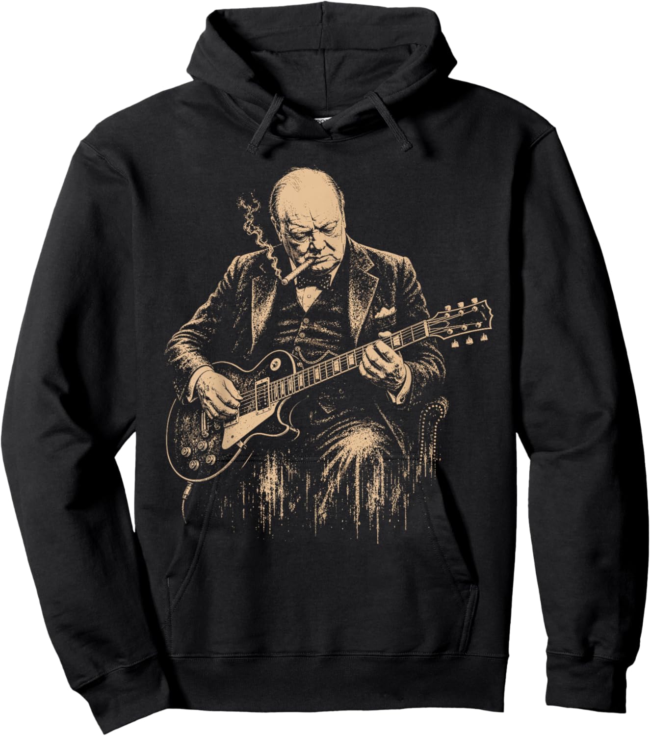 Drôle de Winston Churchill Jouant de la Guitare Hoodie - Hoodie | Black