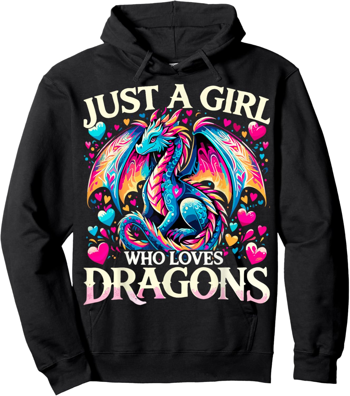Cute Just A Girl Who Loves Dragons Hoodie - Hoodie | Black