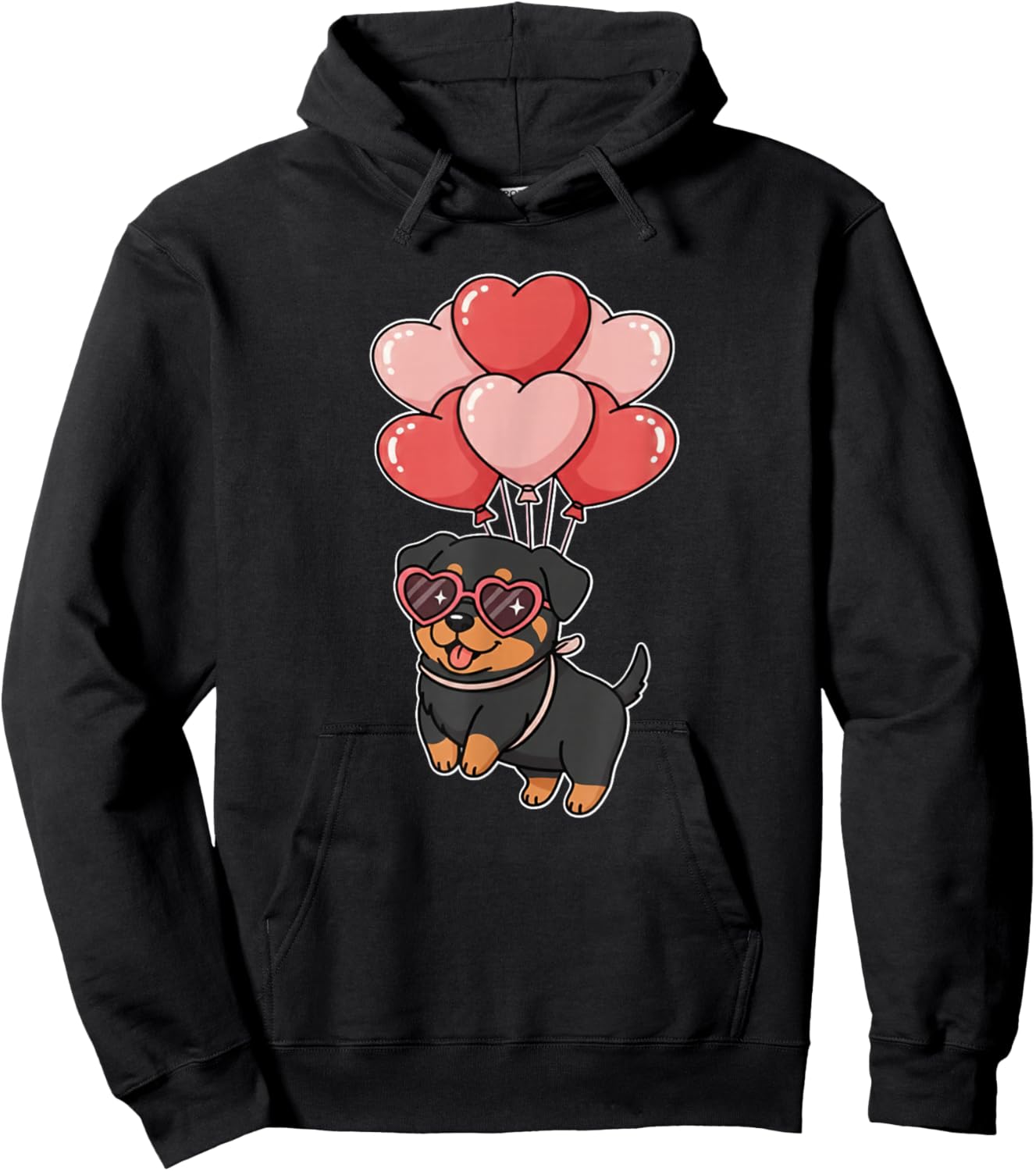 Funny Valentines Day Heart Balloons Rottweiler Lover Hoodie - Hoodie | Black
