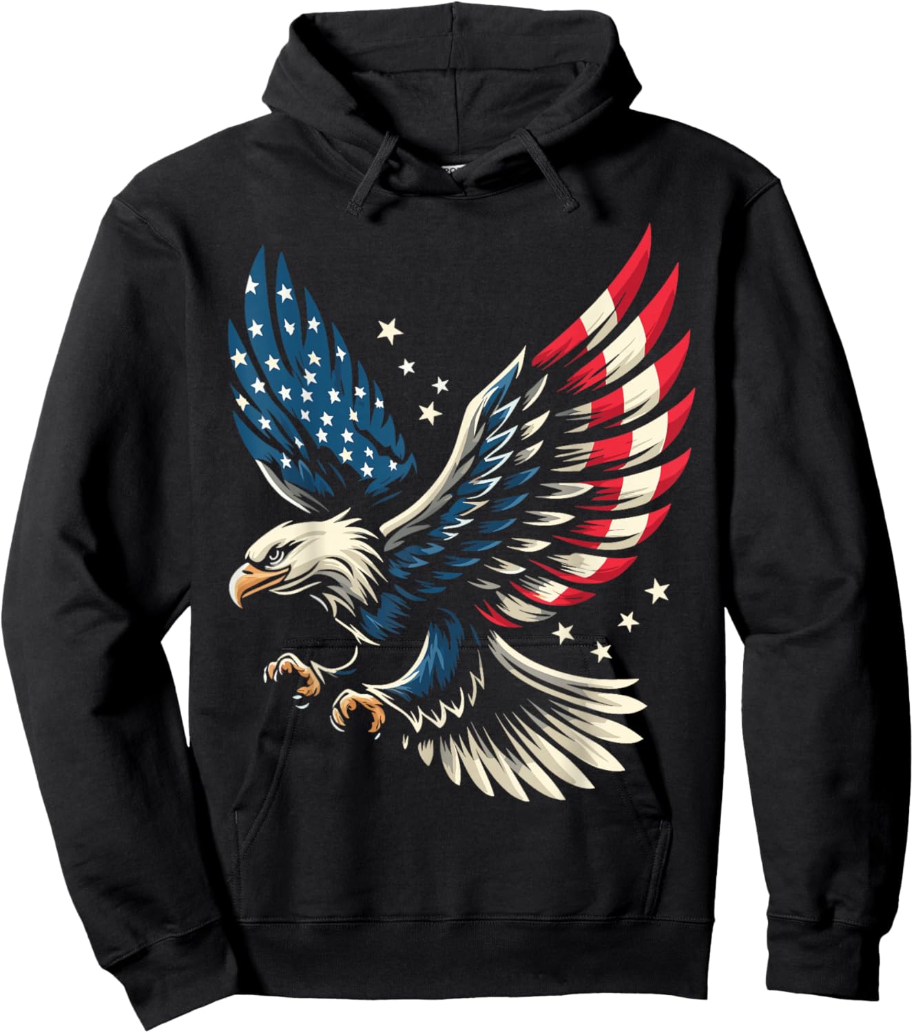 Bald Eagle Patriotic American Flag 4th of July Hoodie - Hoodie | Black