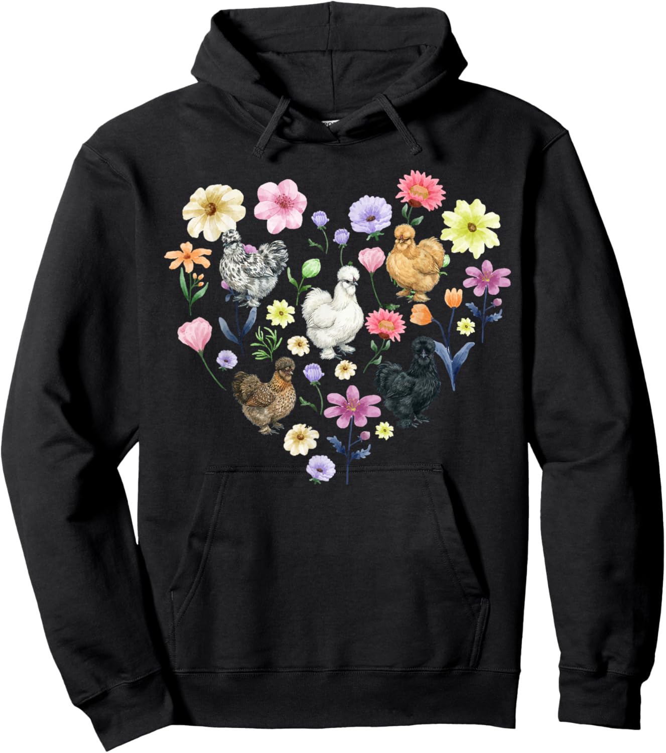 Silkie Chicken Lover Flowers Silkie Owner Silkie Chicken Mom Hoodie - Hoodie | Black