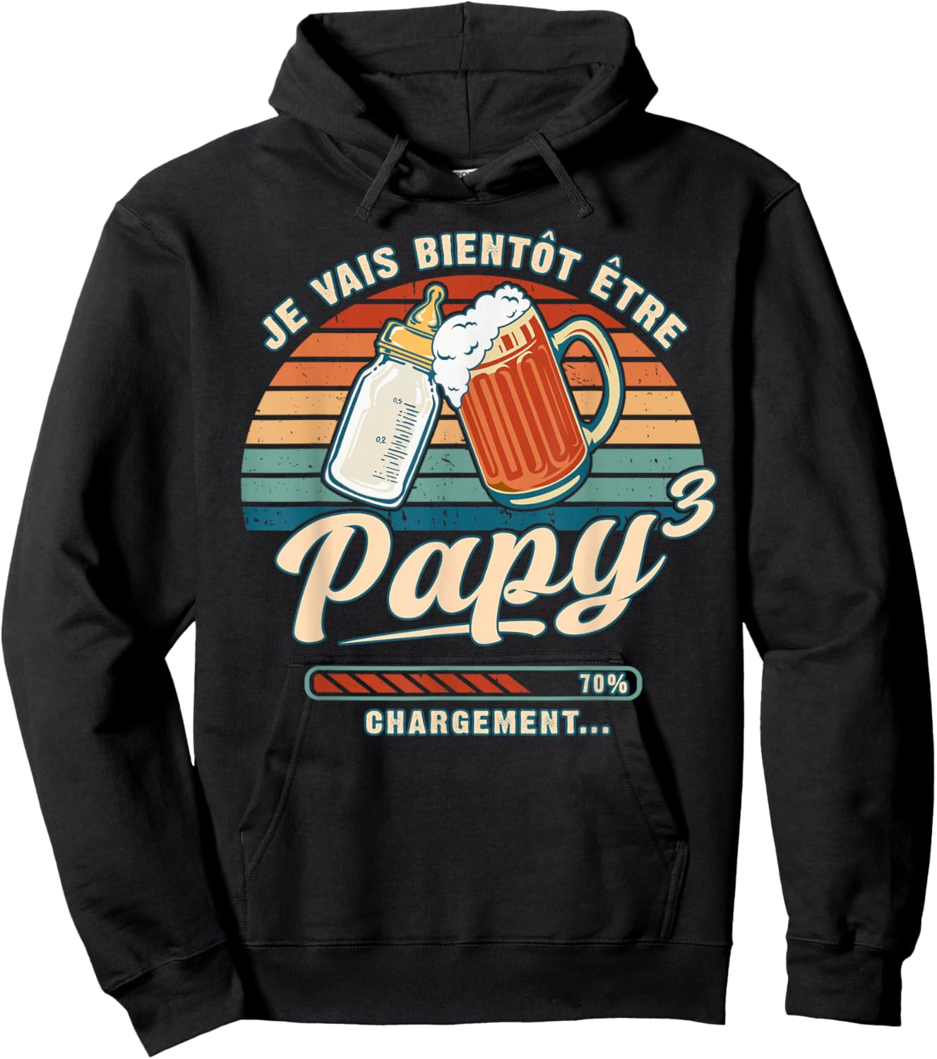 Future Grandpa 3 Grandchild Announcement Pregnancy Hoodie - Hoodie | Black