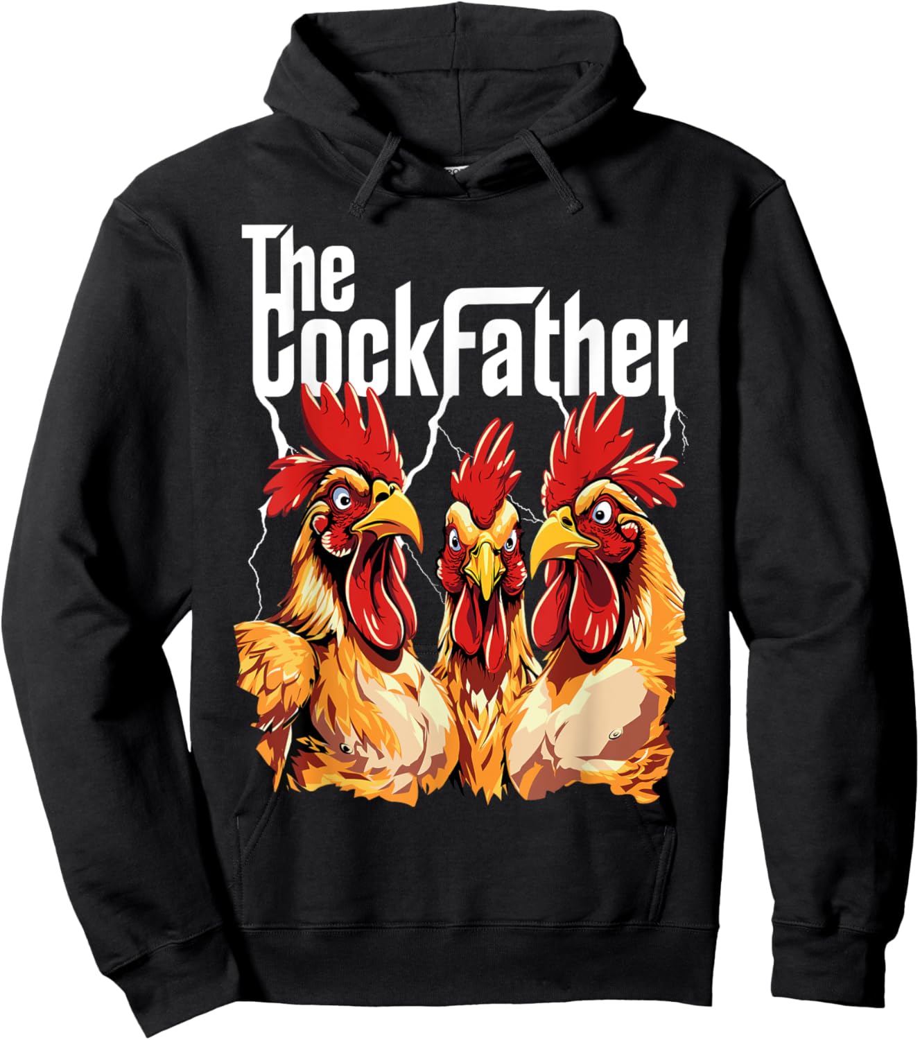 The Cockfather Chicken Father Dad Owner Funny Cute Rooster Hoodie - Hoodie | Black