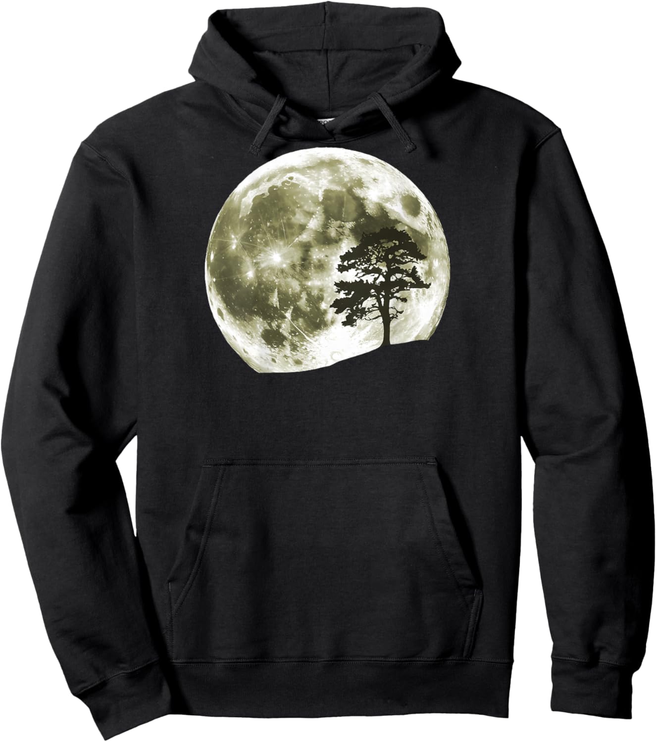 On Back Trees Nature Mountains Full Moon Adventure Wildlife Hoodie - Hoodie | Black