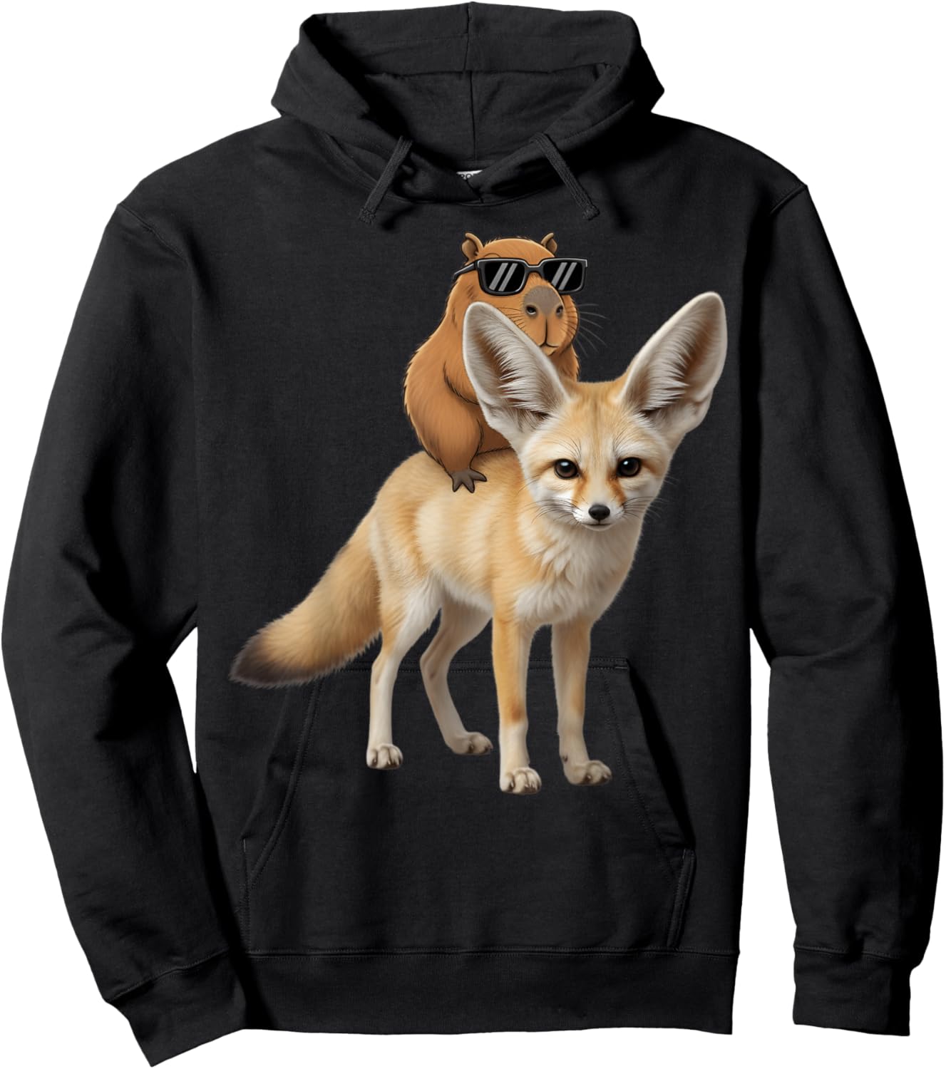 Capybara Fox Lover Funny Graphic Boys Girls Kids Hoodie - Hoodie | Black