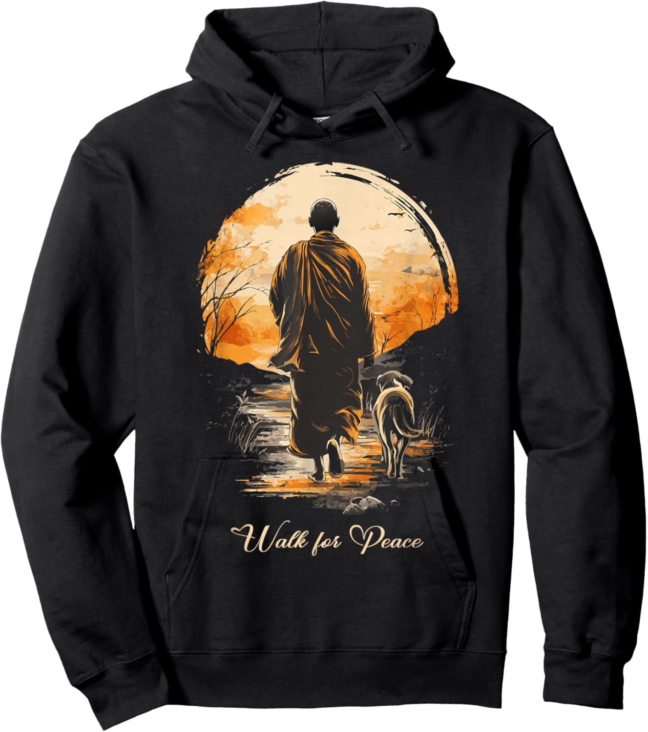 Walk for Peace World Peace Monks Aloka Dog Spiritual Hoodie - Hoodie | Black