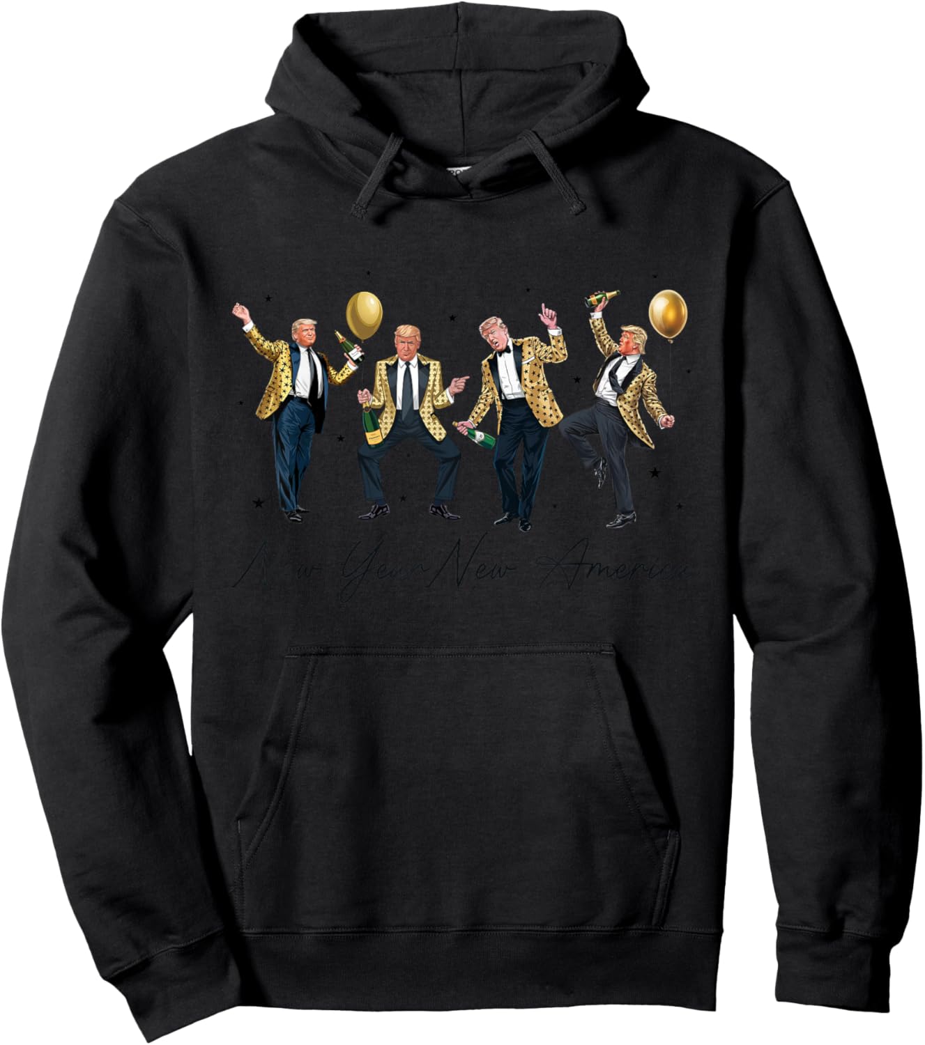 Funny Trump Dance New Year Eve Trump New Year New America Hoodie - Hoodie | Black