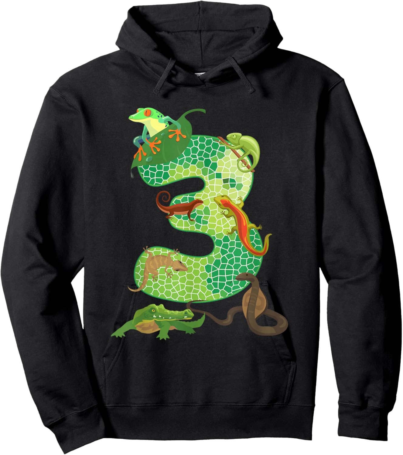 3rd Birthday Reptile Themed 3 Year Old Birthday Party Hoodie - Hoodie | Black