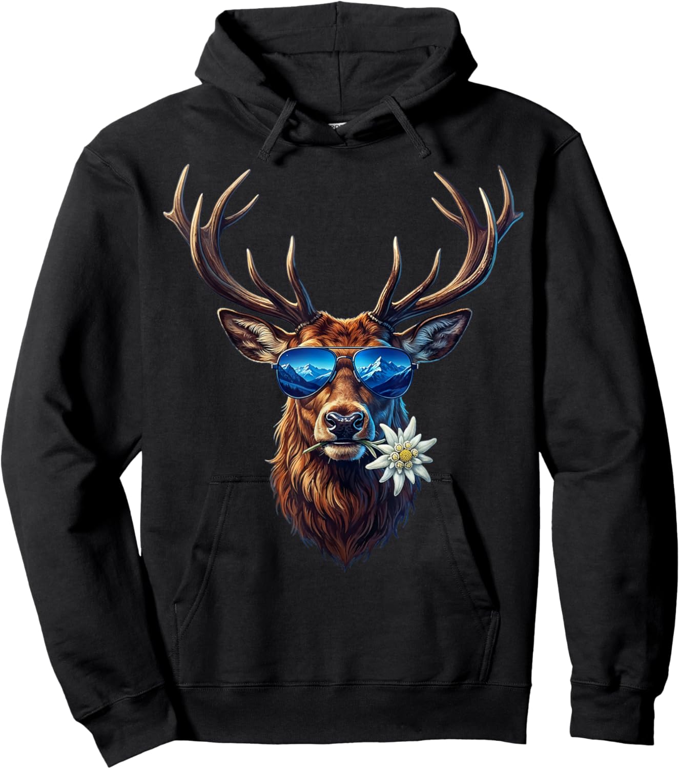 Trachtenshirt passend für Oktoberfest Herren Hirsch Hoodie - Hoodie | Black