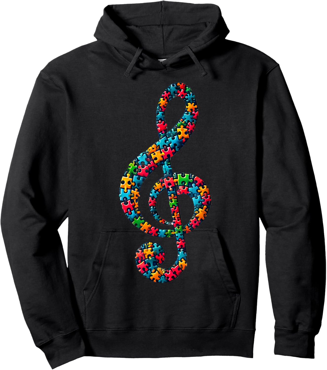 Jigsaw Puzzle Treble Clef Musical Note Music Hoodie - Hoodie | Black