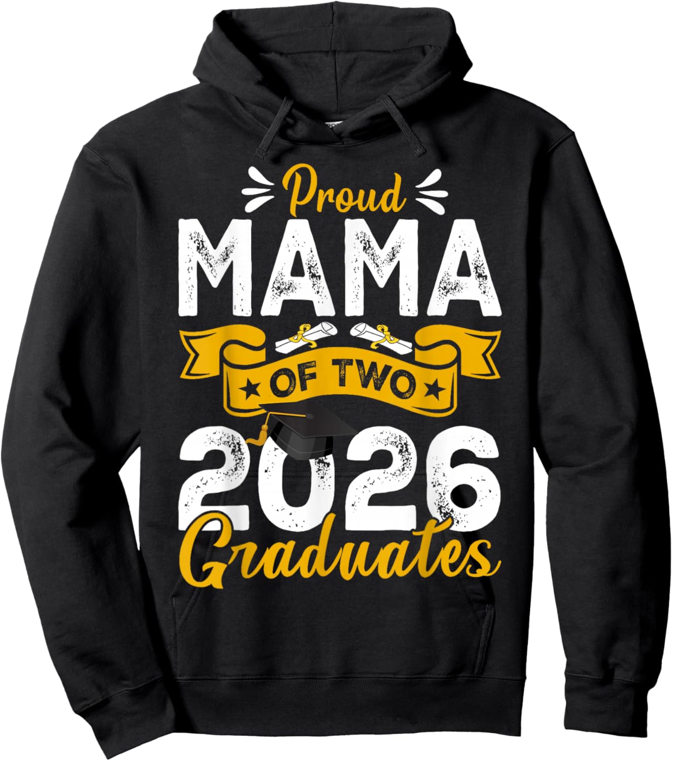 Proud Mama of Two 2026 Graduates Senior Mama of Graduate Hoodie - Hoodie | Black