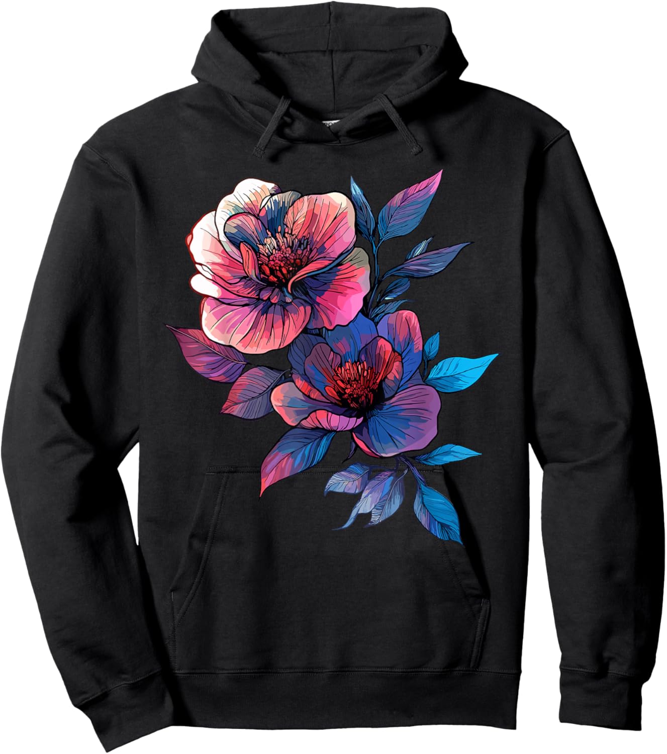 Vintage Floral Peony Rose Bouquet Botanical Bloom Hoodie - Hoodie | Black