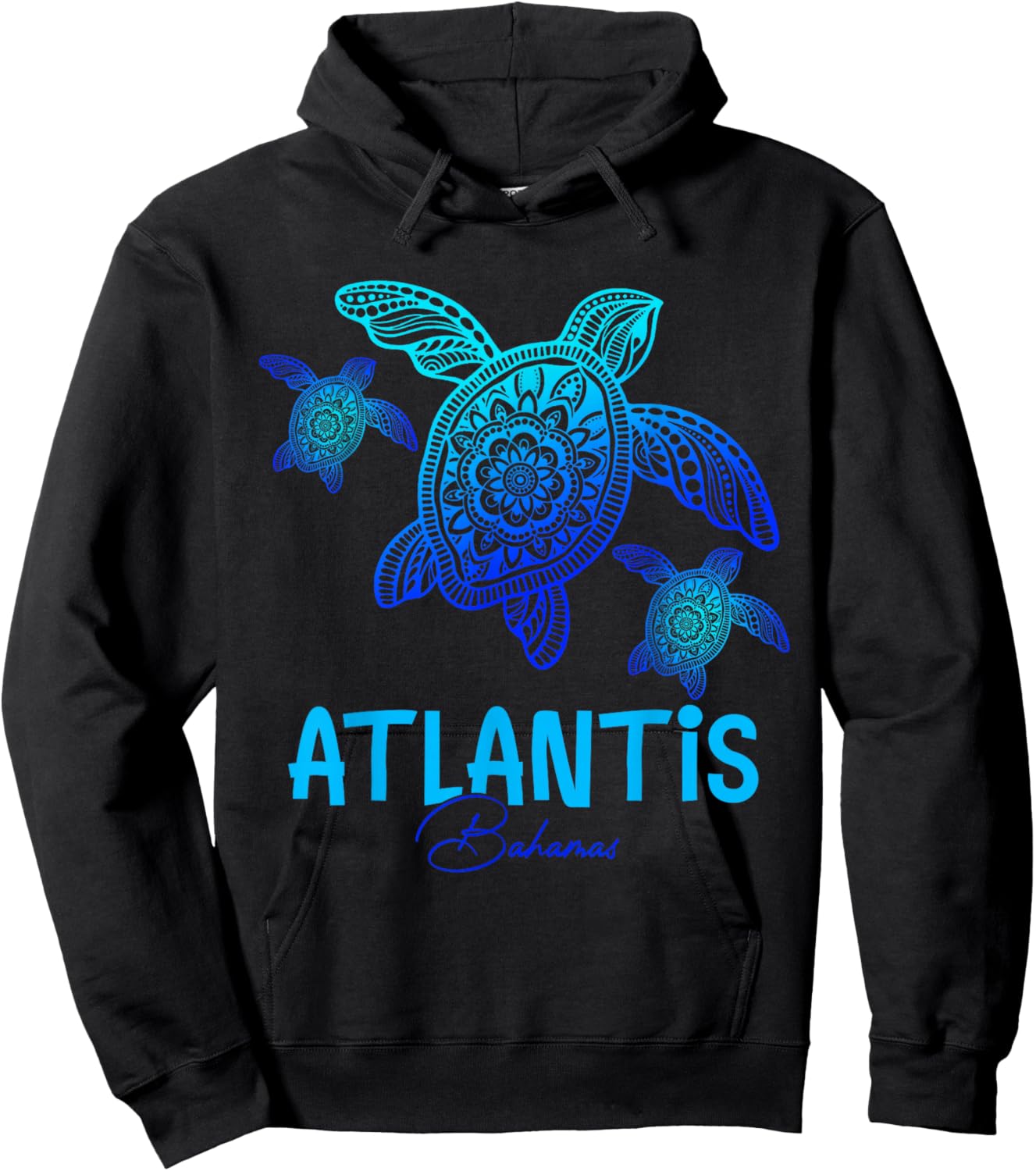 Atlantis Bahamas Vacation Tribal Sea Turtle Hoodie - Hoodie | Black