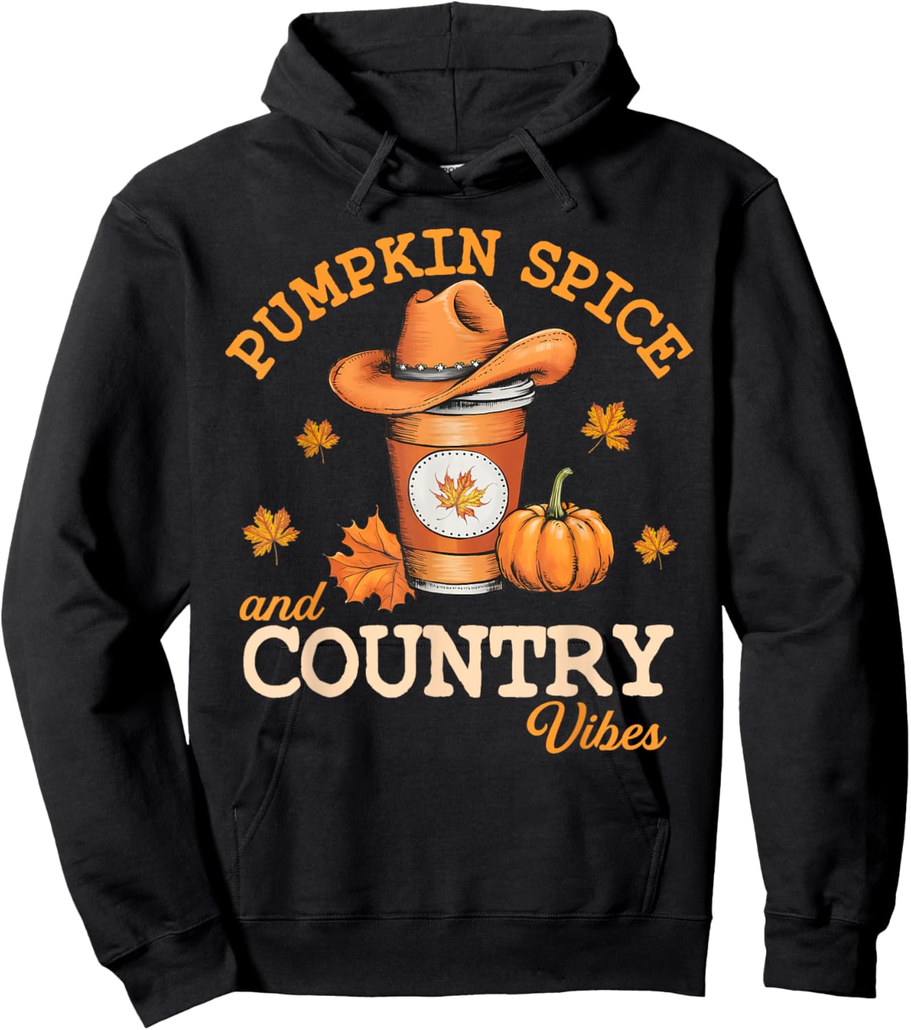 Pumpkin Spice And Country Vibes Western Fall Autumn Howdy Hoodie - Hoodie | Black