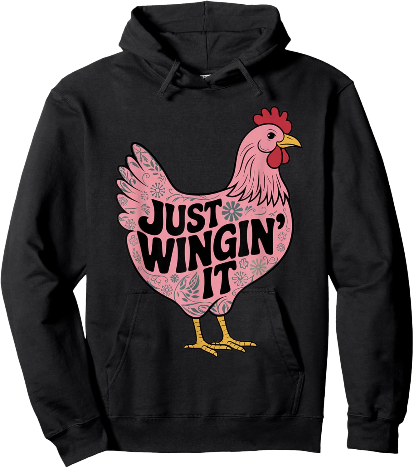 Just Wingin' It Chicken Lover Hoodie - Hoodie | Black