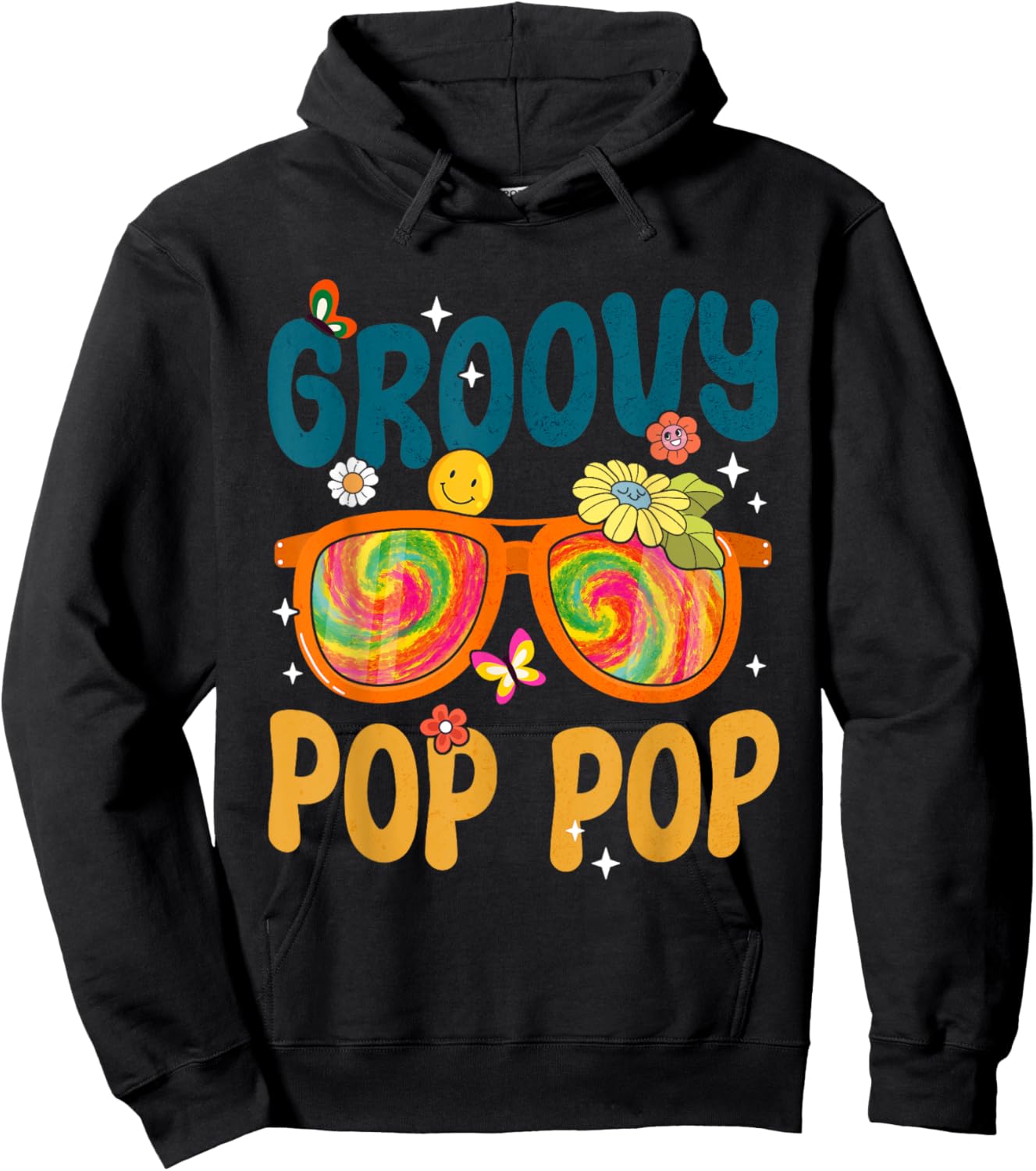 Retro Groovy Pop Pop Tie Dye Gifts For Father's Day Men Hoodie - Hoodie | Black