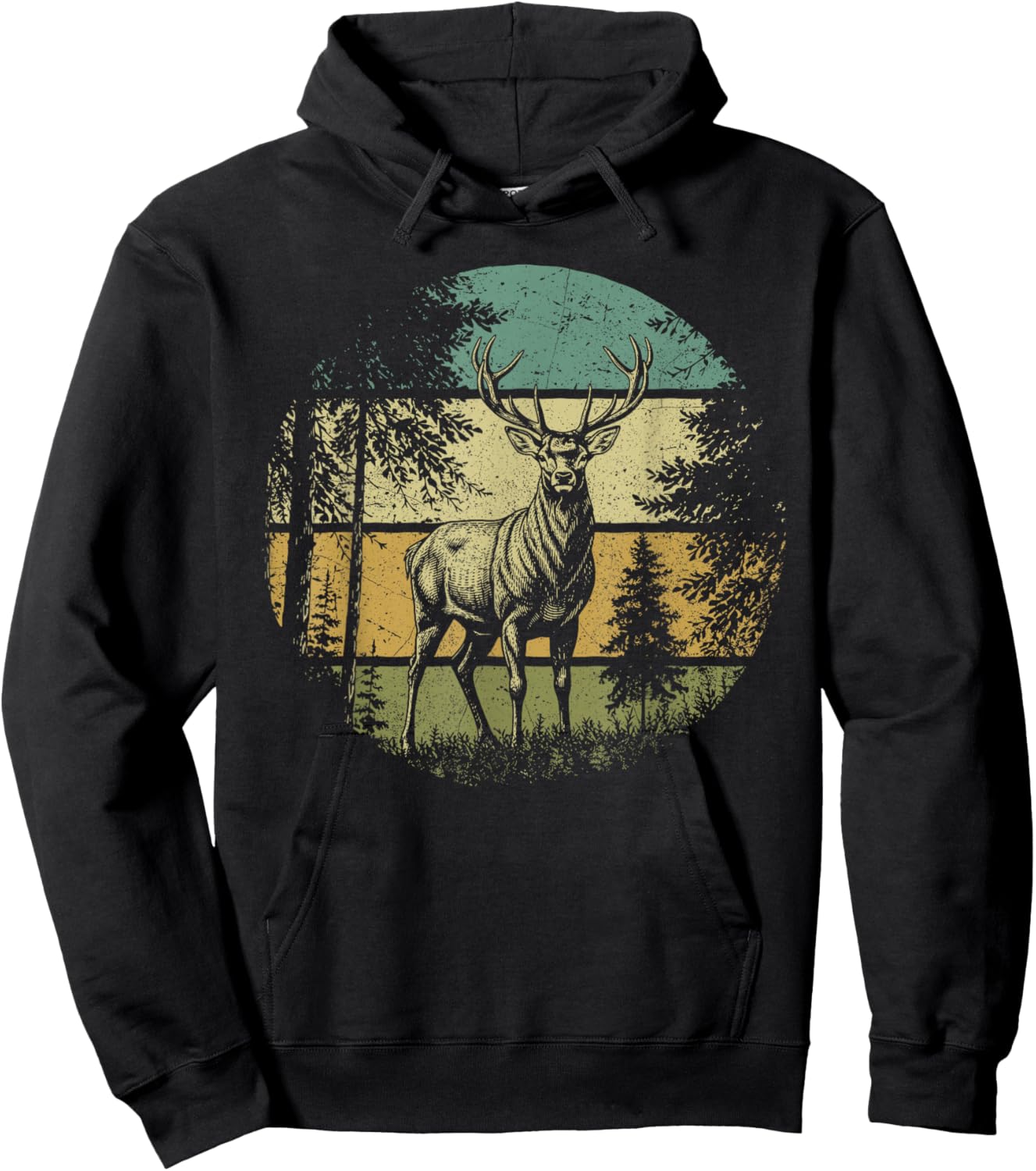 Vintage Deer Retro Forest Wildlife Outdoor Nature Graphic Hoodie - Hoodie | Black