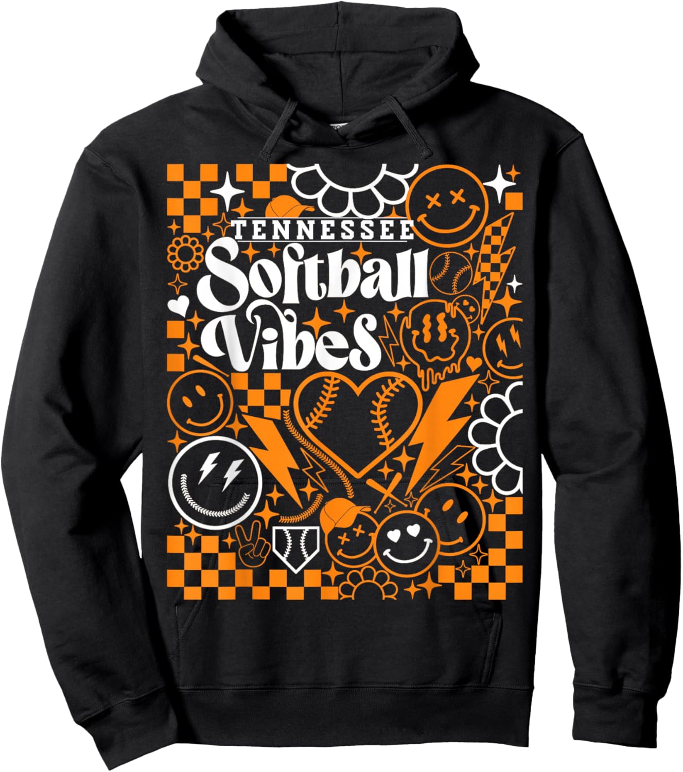 Tennessee Softball Vintage Kids Team Retro Softball Fan Hoodie - Hoodie | Black