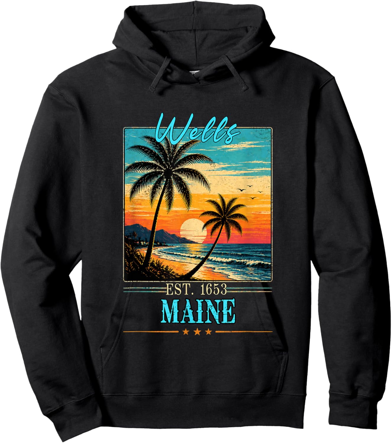 Wells Maine Sunset Beach Summer 2026 Hoodie - Hoodie | Black